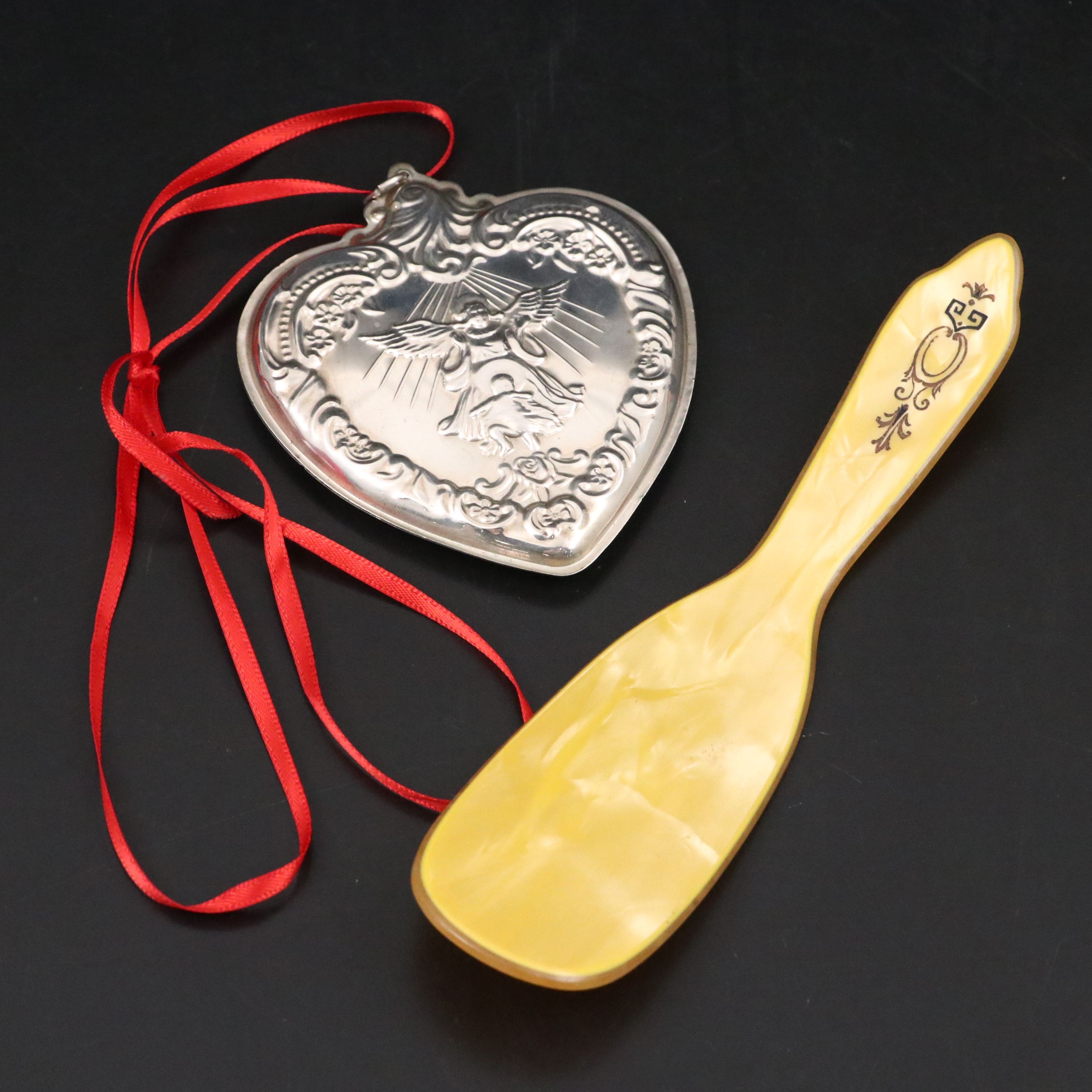 Wallace Sterling Silver Ornament with Vintage Celluloid Shoehorn