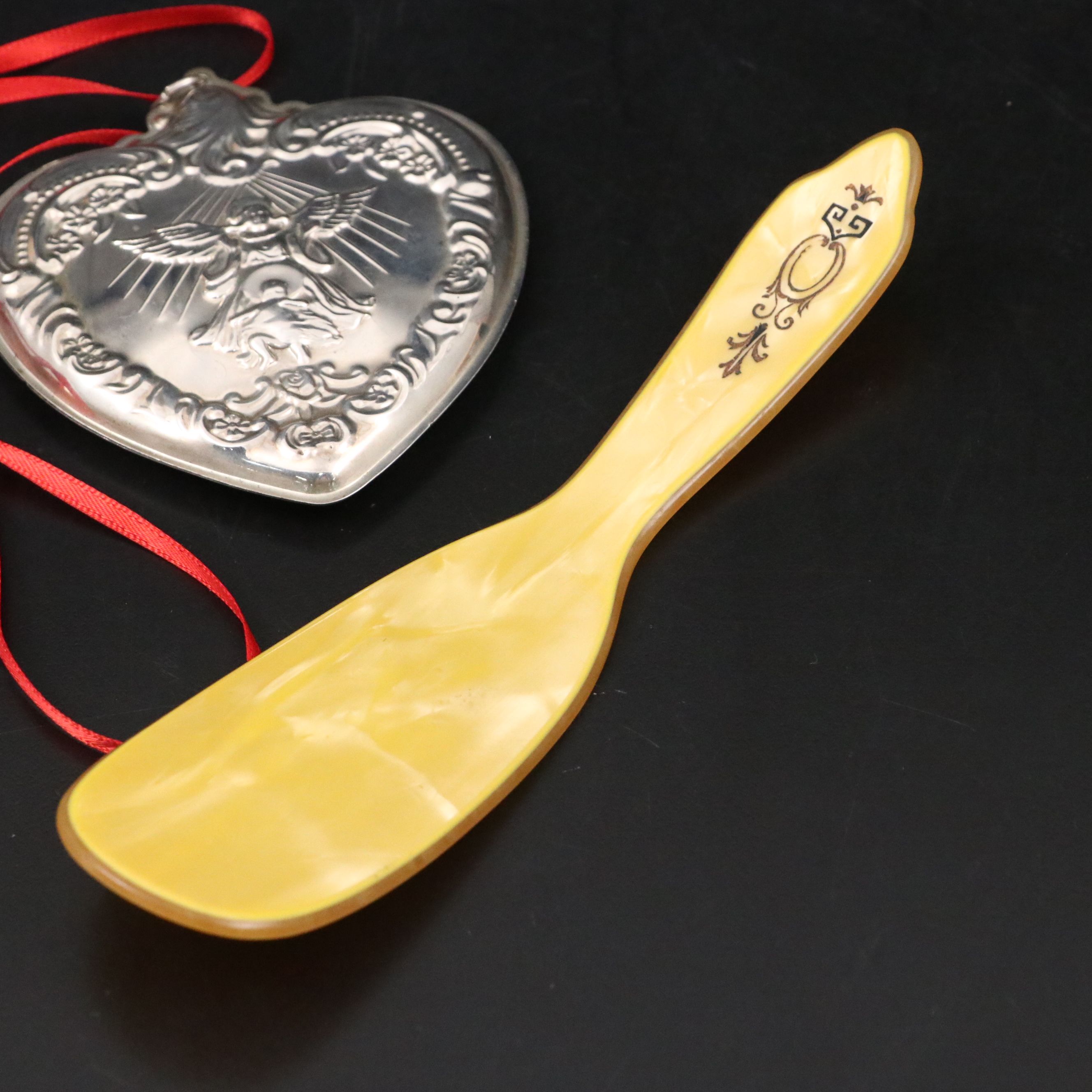 Wallace Sterling Silver Ornament with Vintage Celluloid Shoehorn