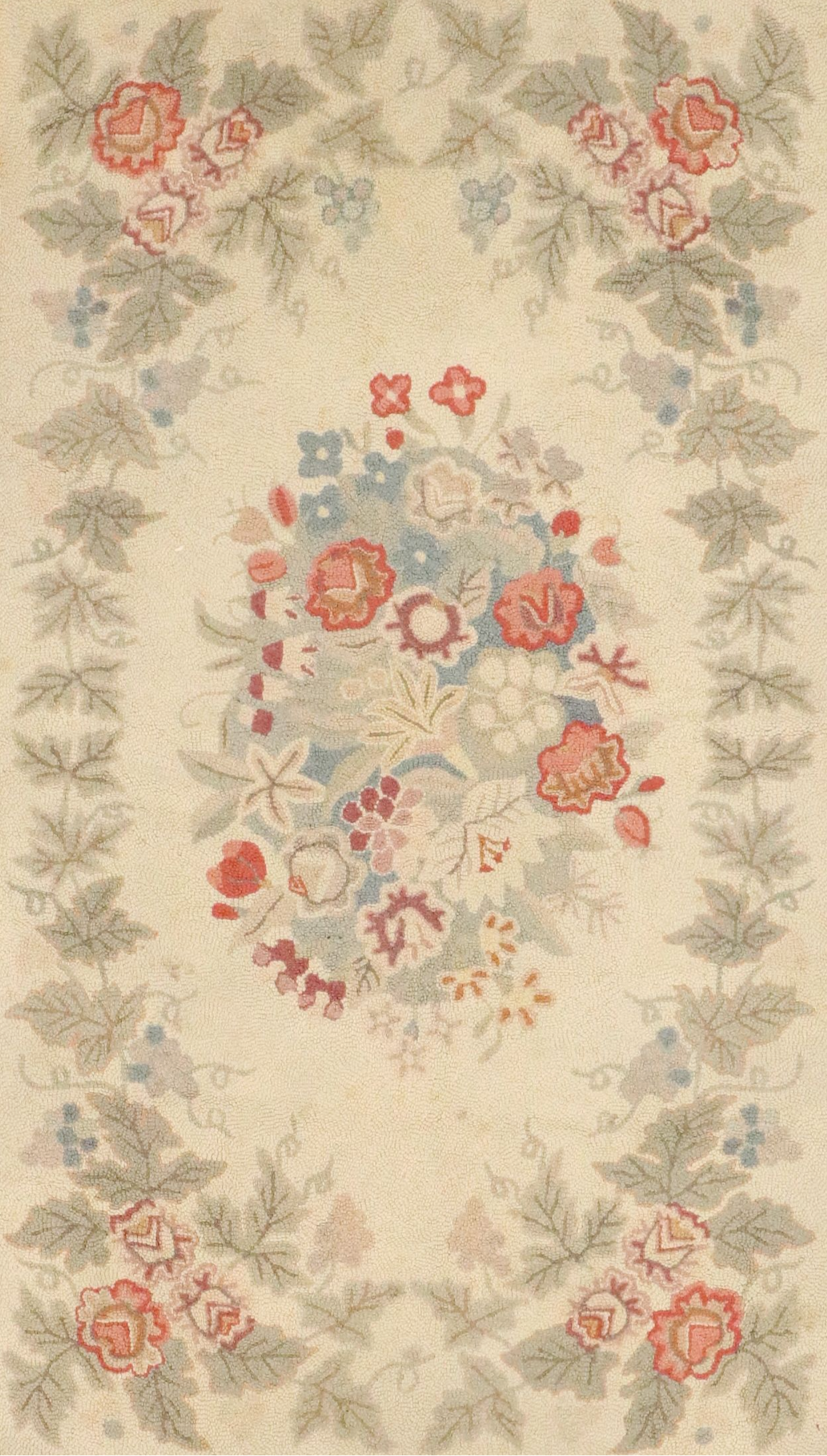 3' x 4'11 Handmade Hooked Floral Accent Rug