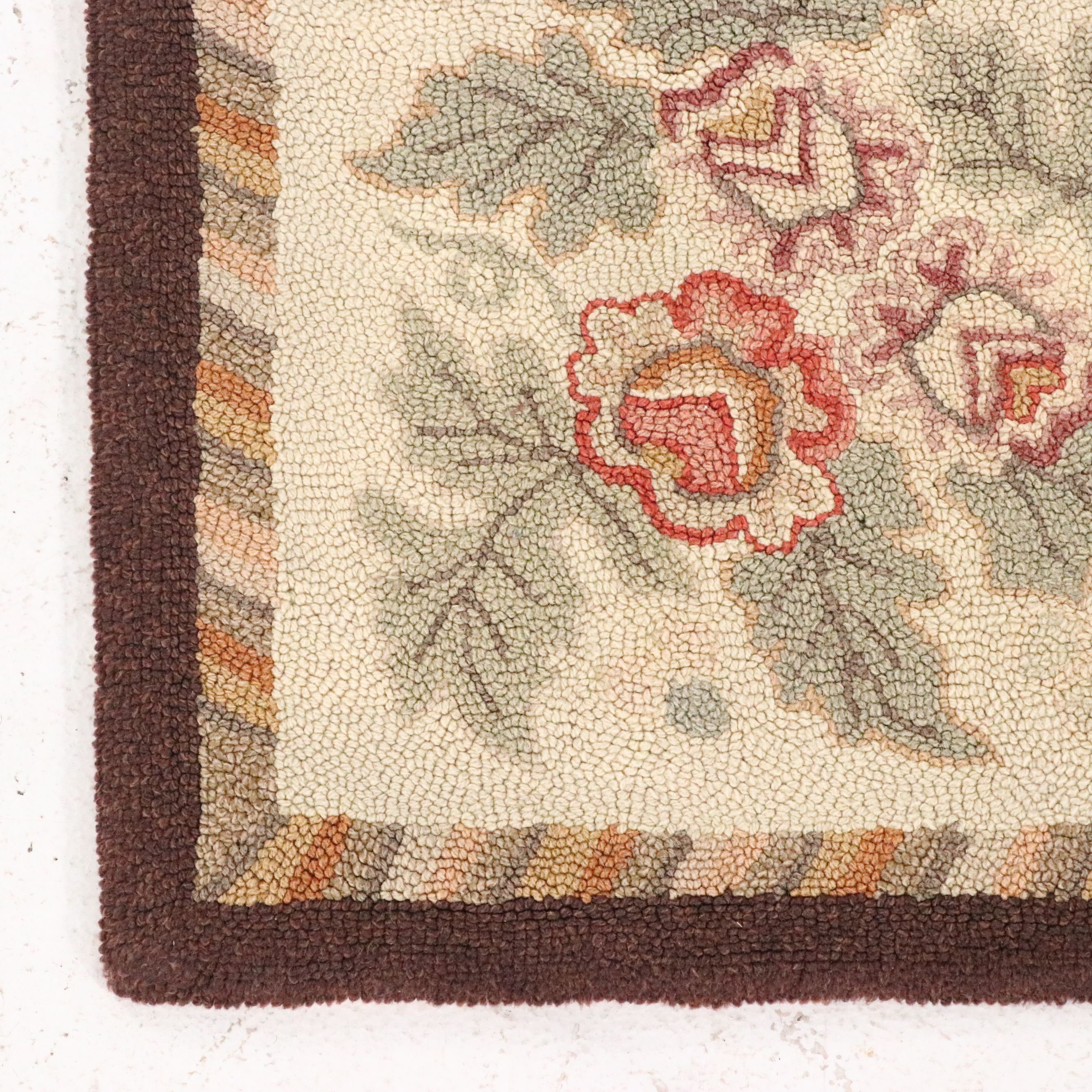3' x 4'11 Handmade Hooked Floral Accent Rug