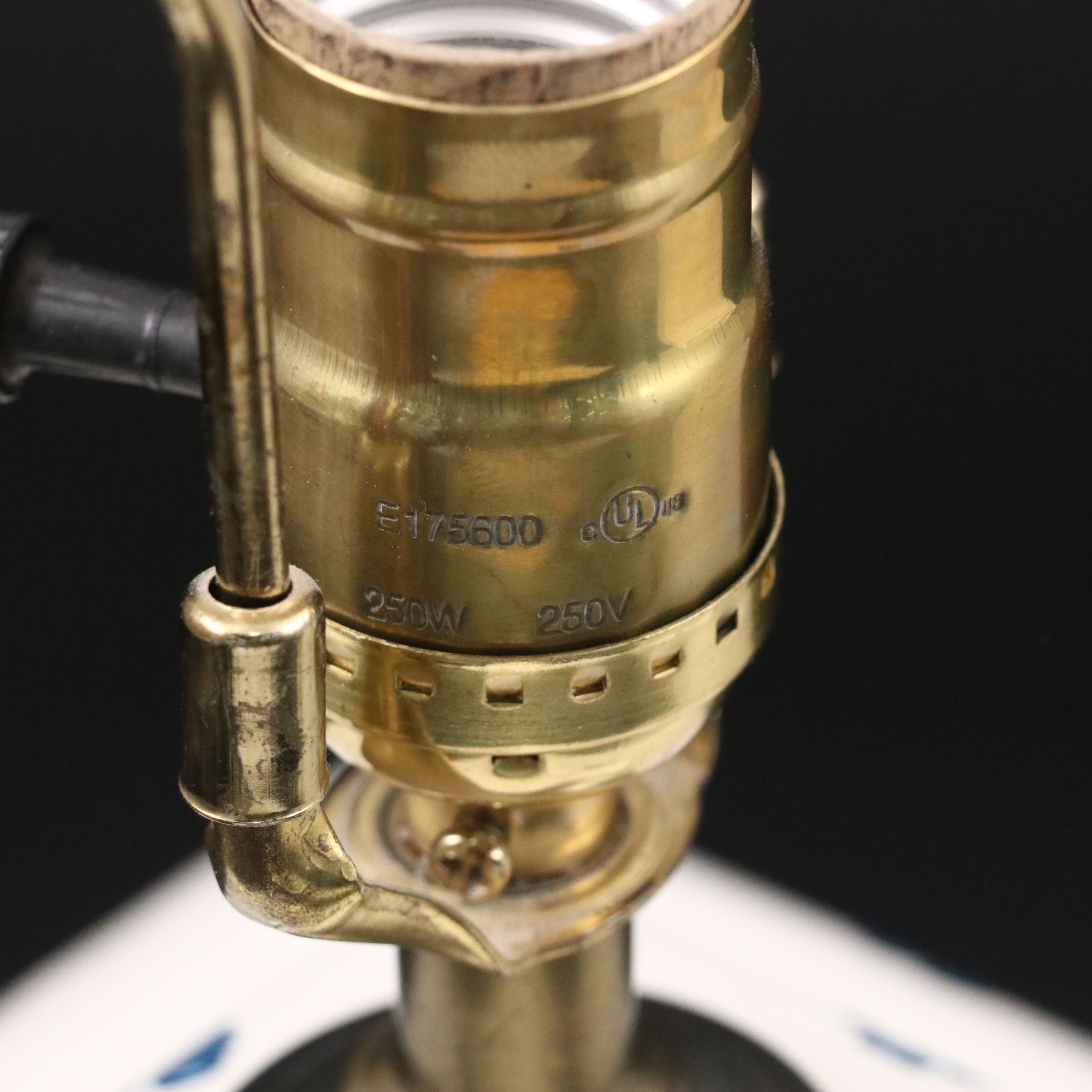 Chinese Blue and White Lotus Porcelain Table Lamp with Silk Bell Shade