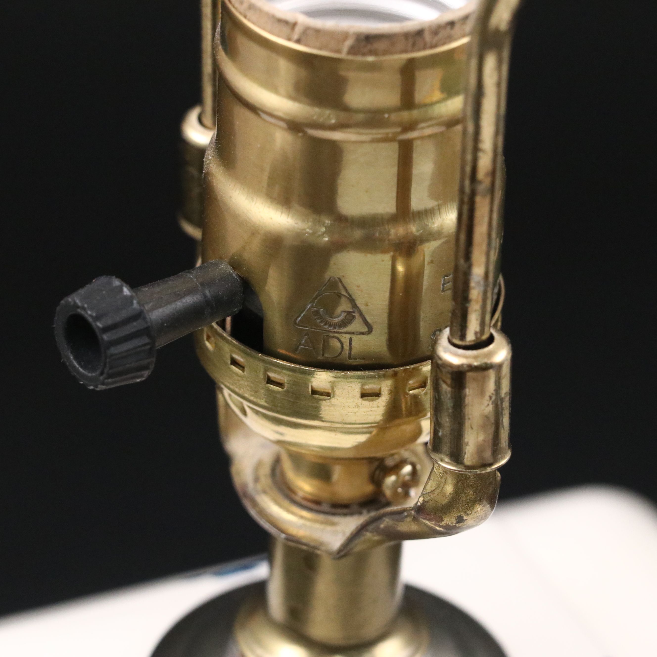 Chinese Blue and White Lotus Porcelain Table Lamp with Silk Bell Shade