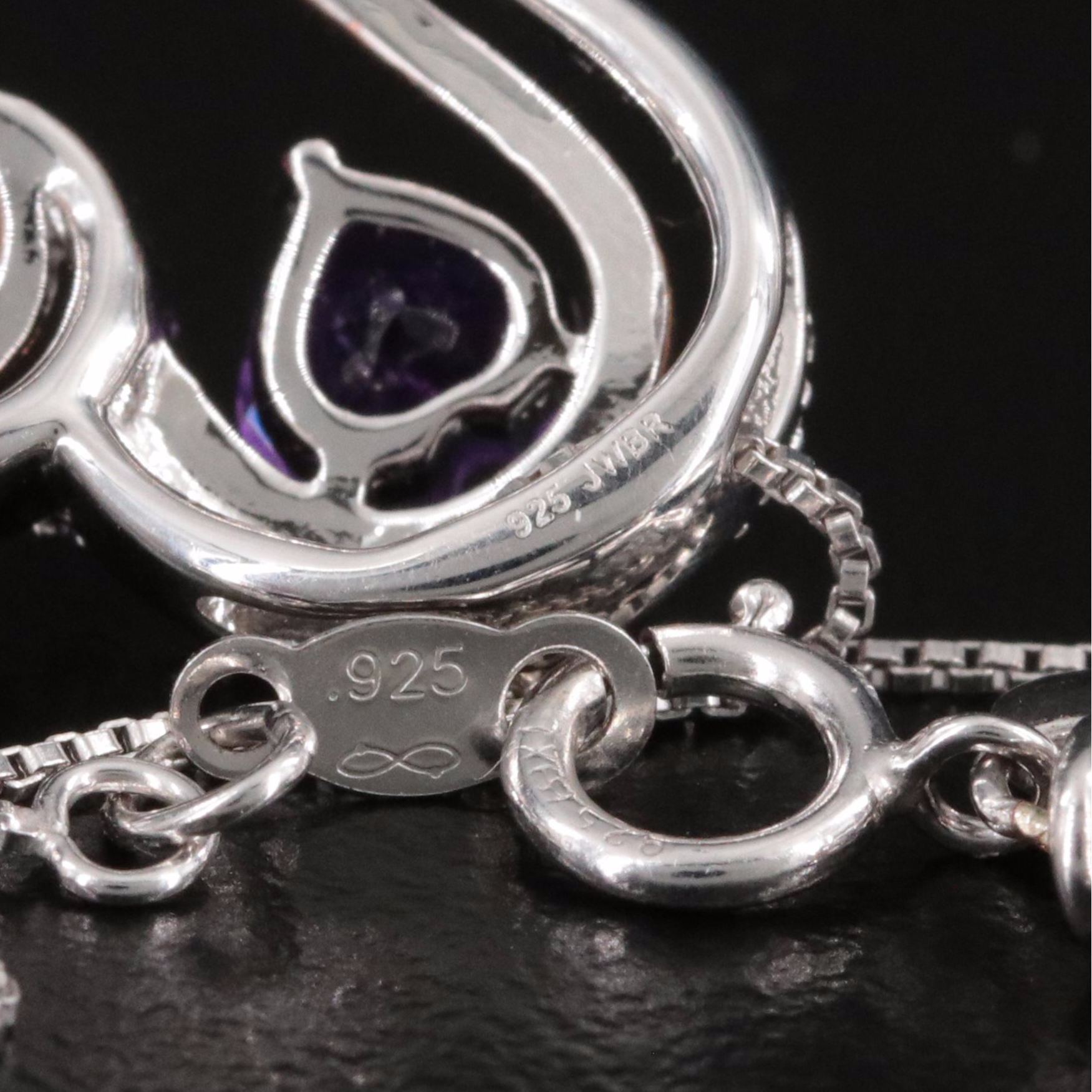 Hallmark Sterling Amethyst and Diamond Heart Pendant Necklace