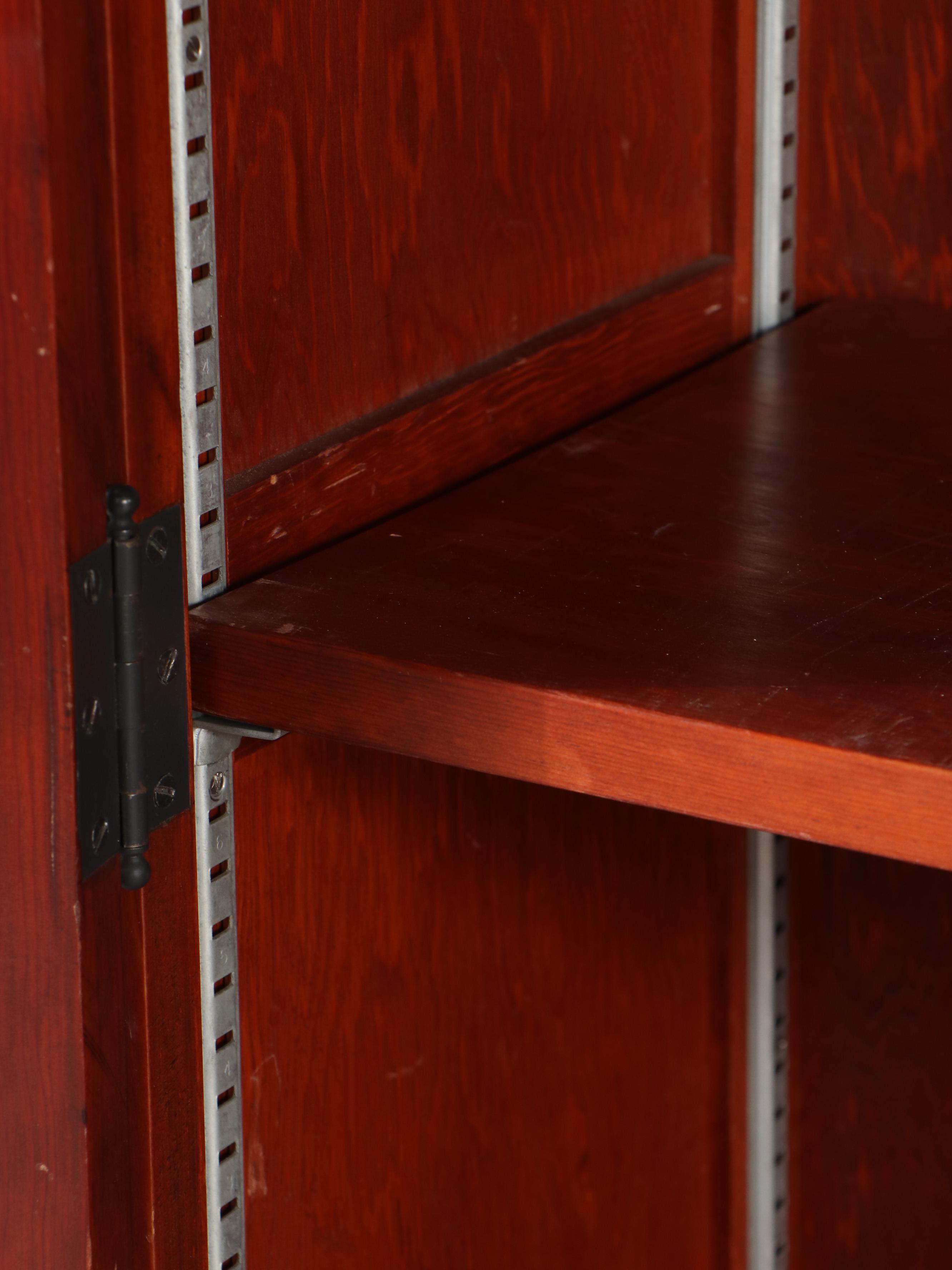 Early American Style Cherry Cabinet Bookcase, Late 20th Century