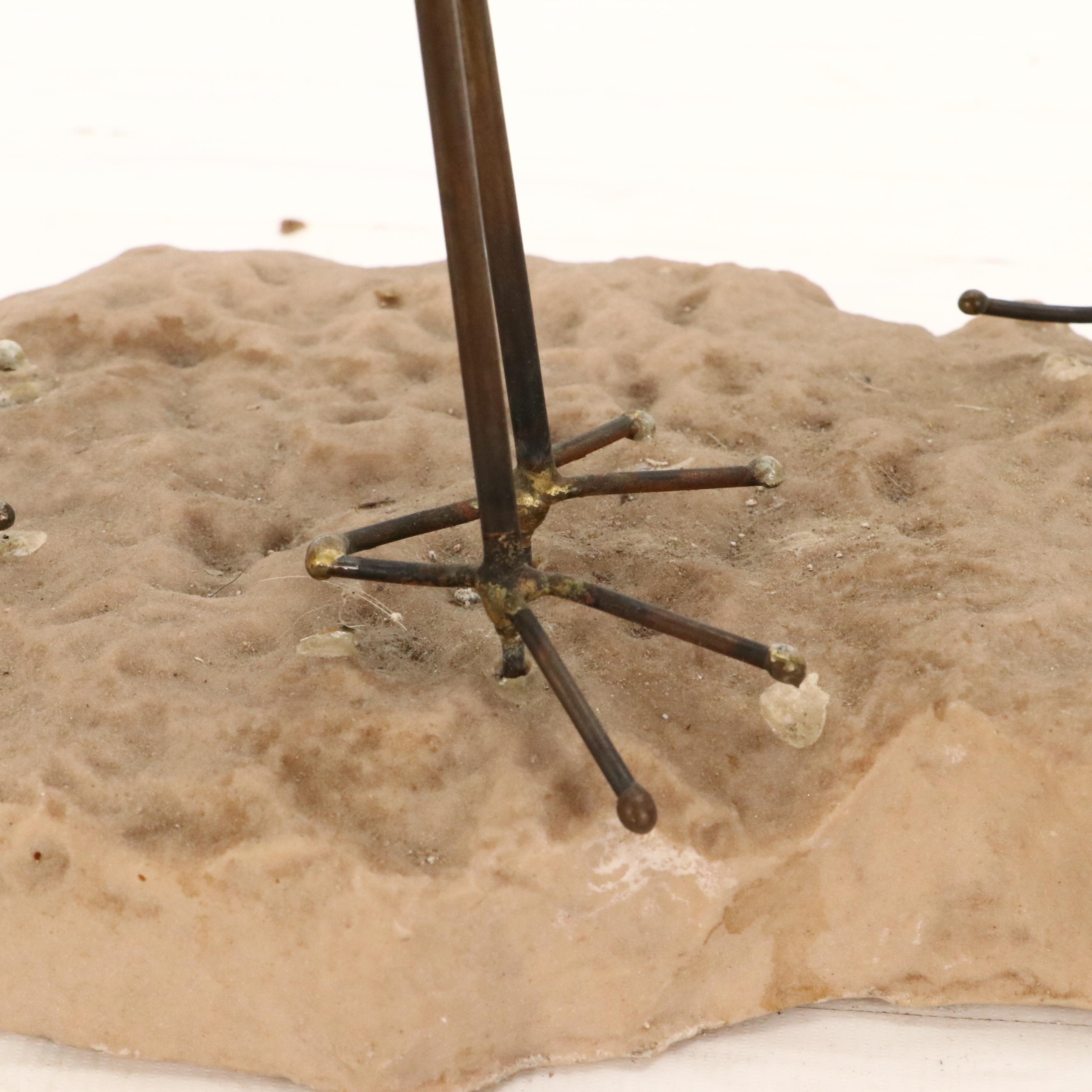 Mid Century Modern Brass Sculpture of Stylized Seabirds