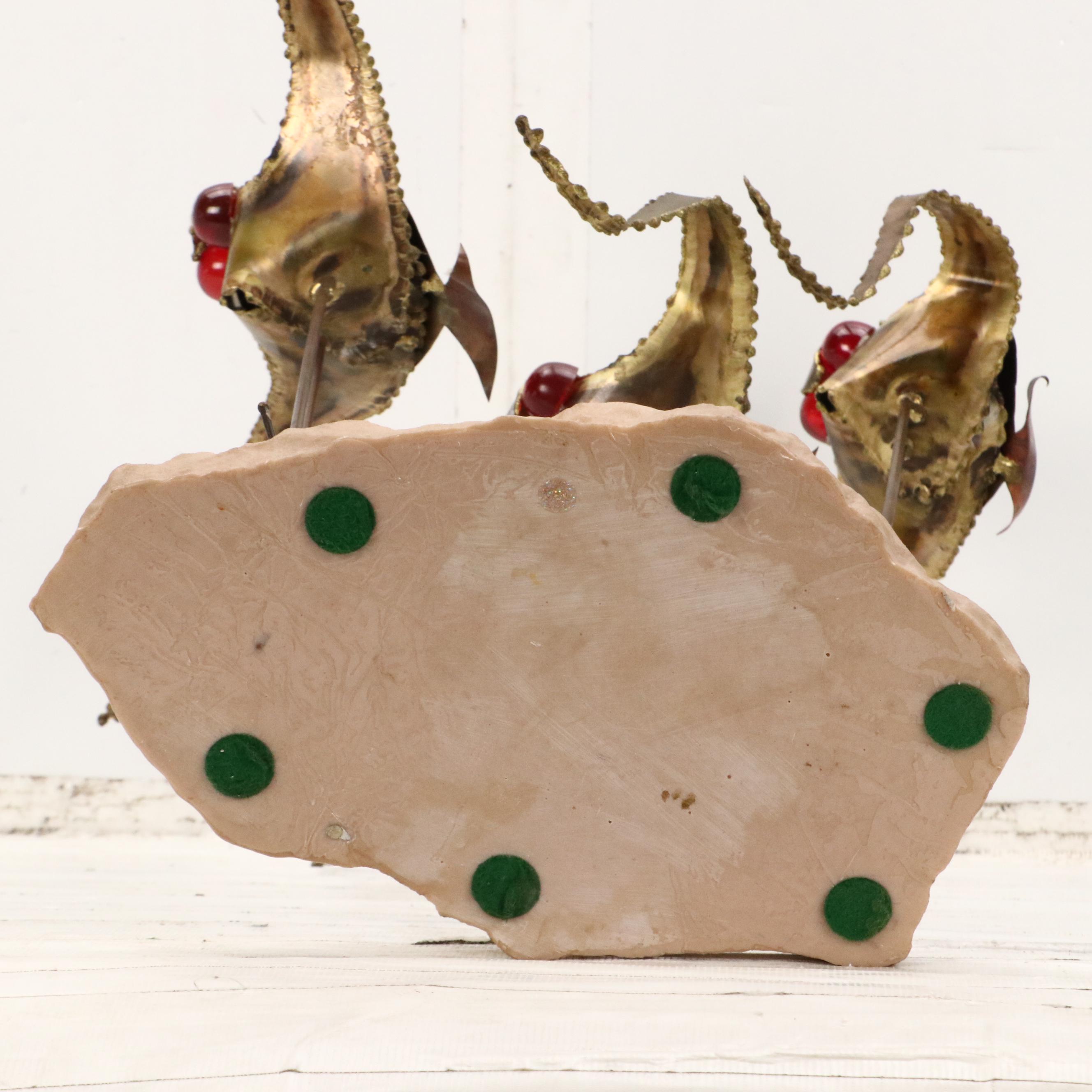 Mid Century Modern Brass Sculpture of Stylized Seabirds