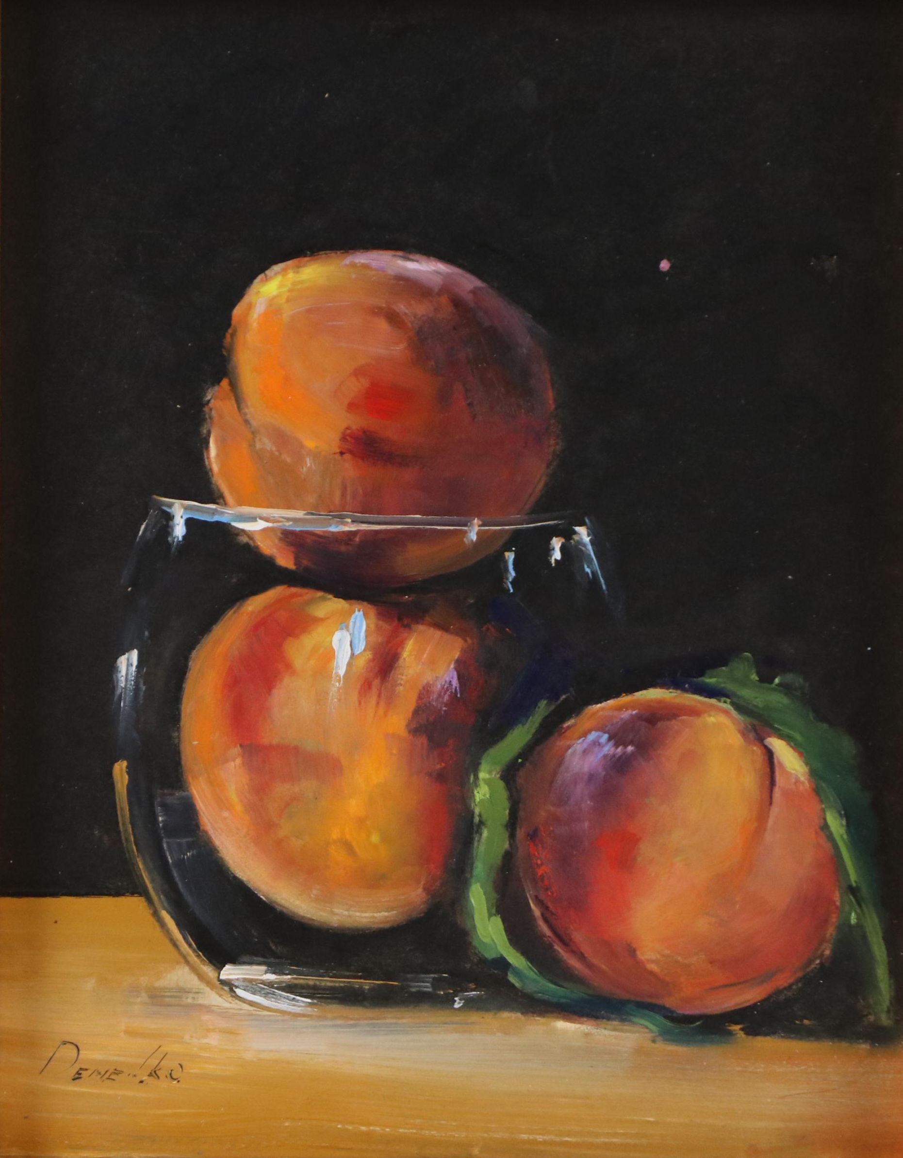 Natalia Demenko Still Life Oil Painting of Peaches, 21st Century