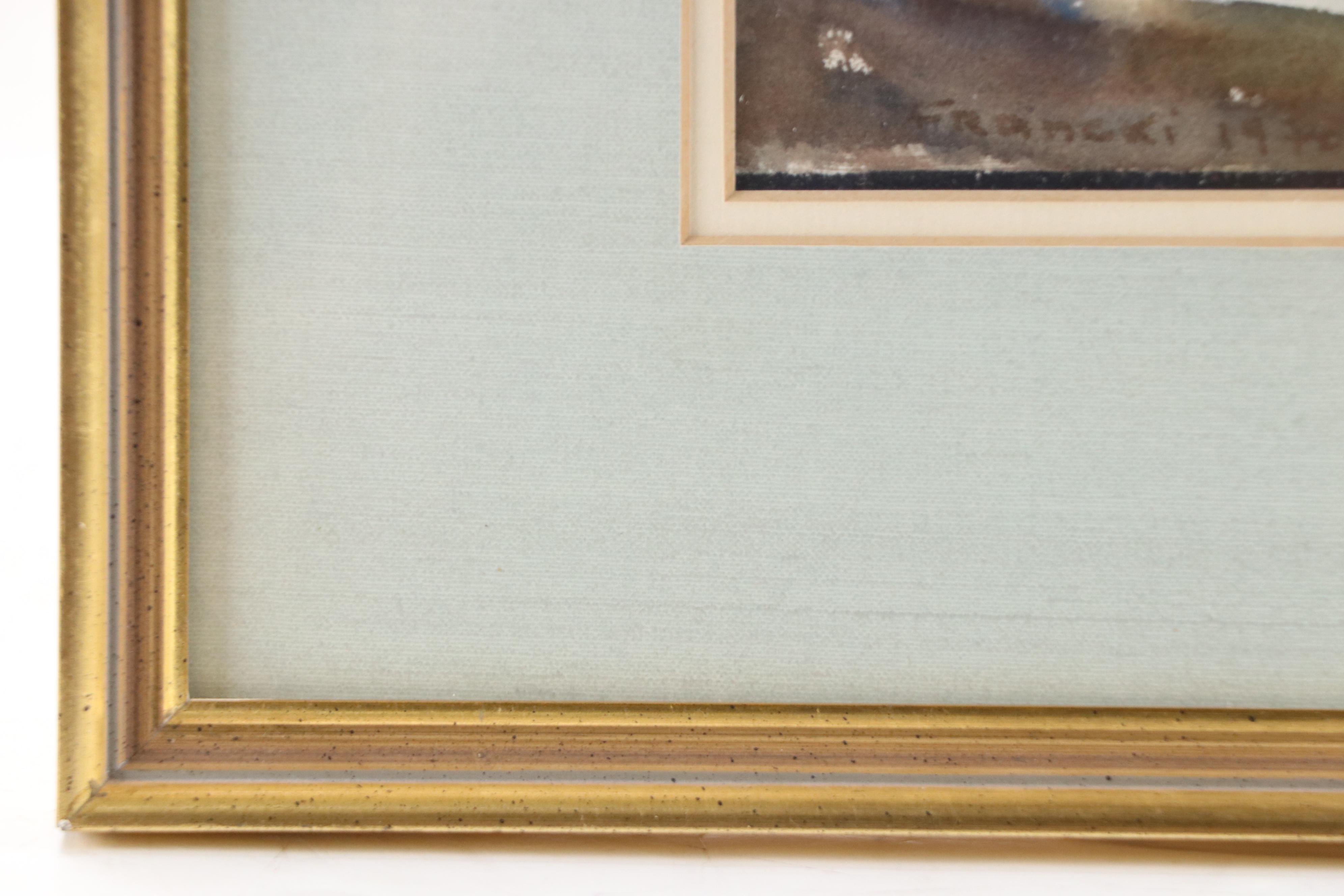 Jacques Francki Coastal Watercolor Painting of Rocky Shoreline, 1972