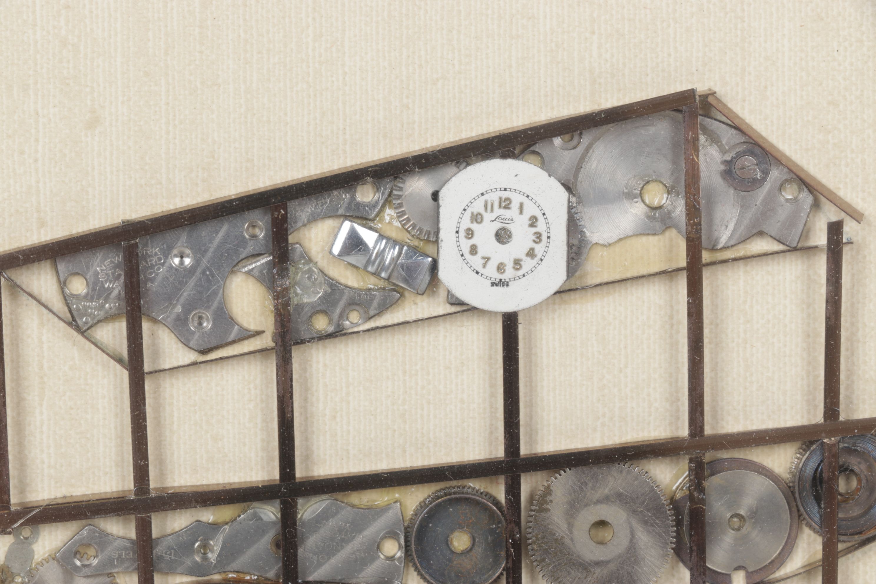 Girard Horological Collage of a Biplane Sculpture, Late 20th Century