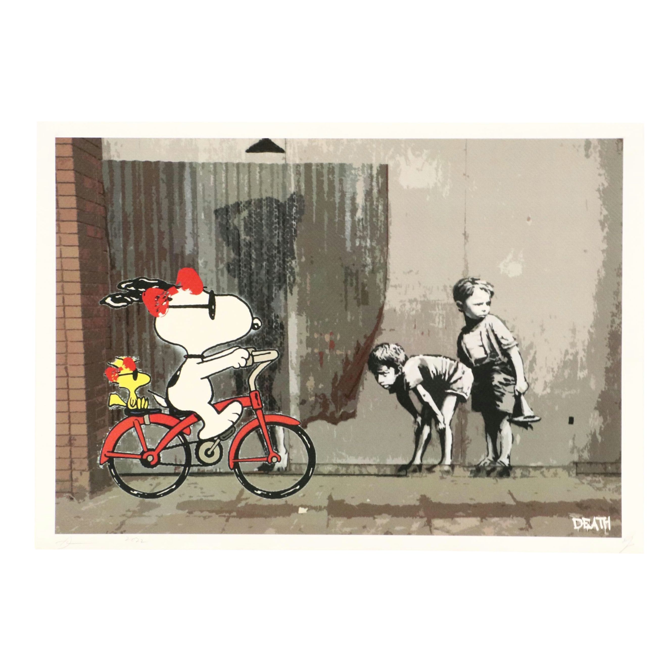 Death NYC Pop Art Graphic Print Featuring Snoopy & Woodstock x Banksy, 2022