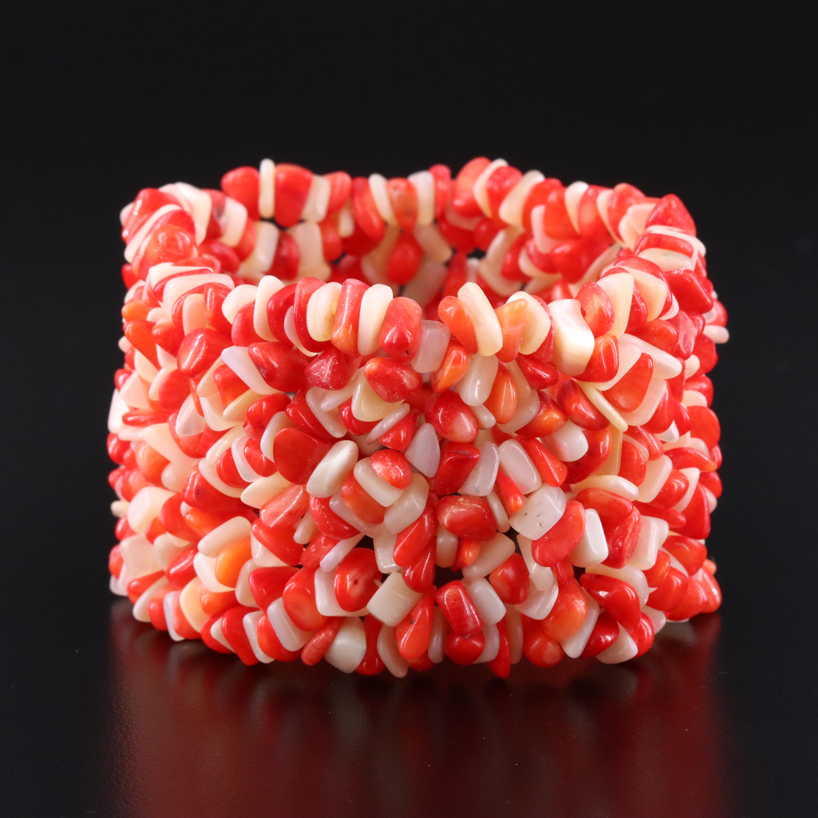 Expansion Coral and Mother-of-Pearl Bracelet