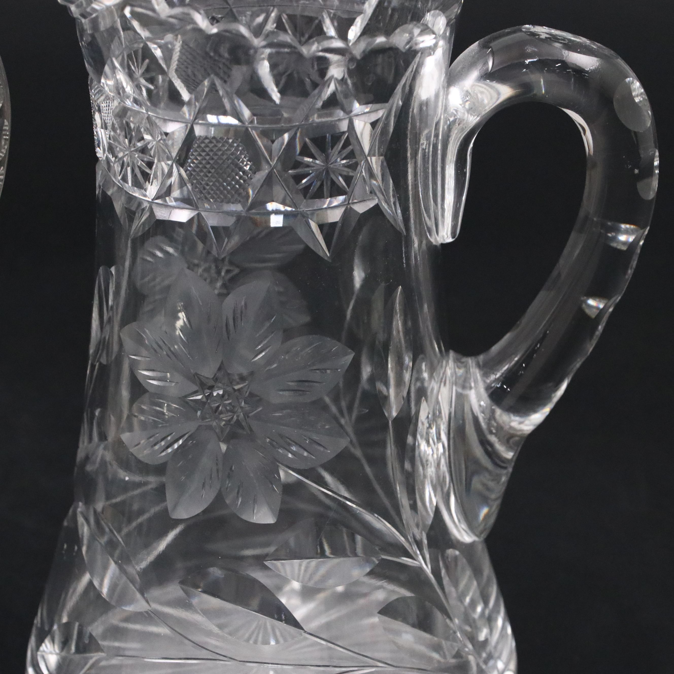 Pair of American Brilliant Cut Pitchers with Sawtooth Rims, 20th Century