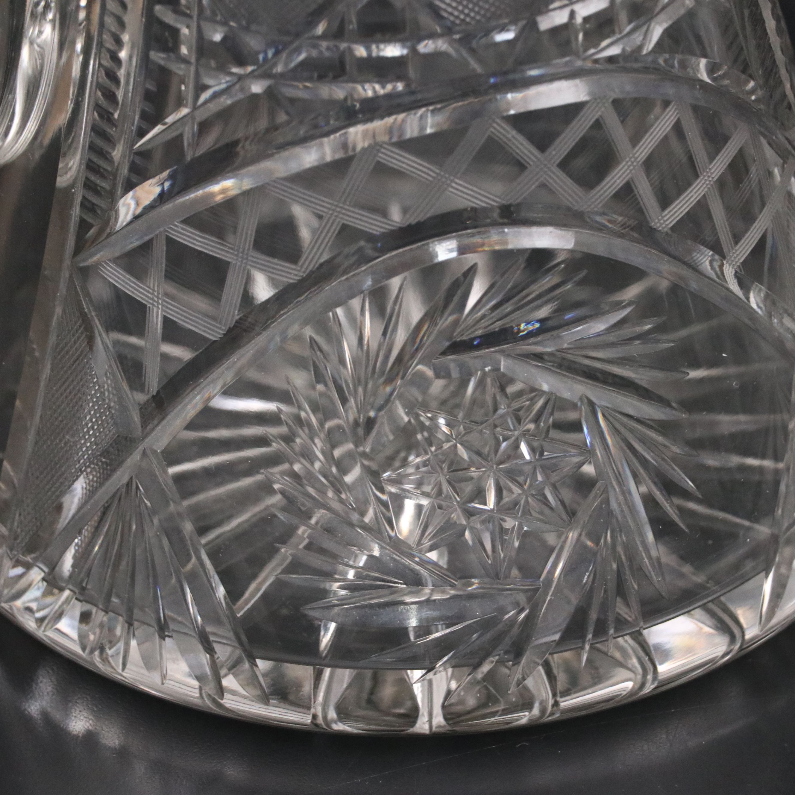 Pair of American Brilliant Cut Pitchers with Sawtooth Rims, 20th Century