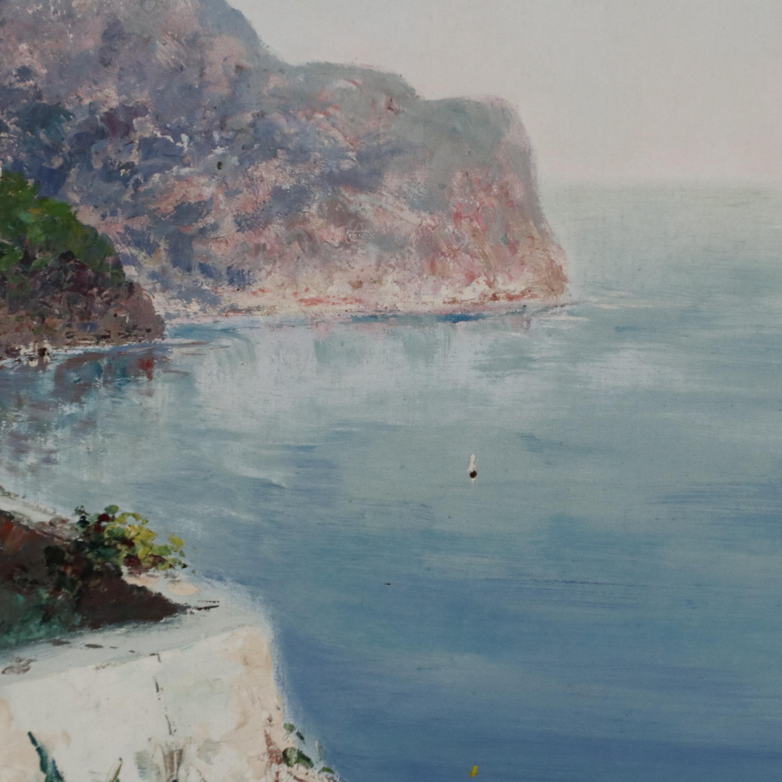 L. Ginelli Mediterranean Scene Acrylic Painting, Circa 2000