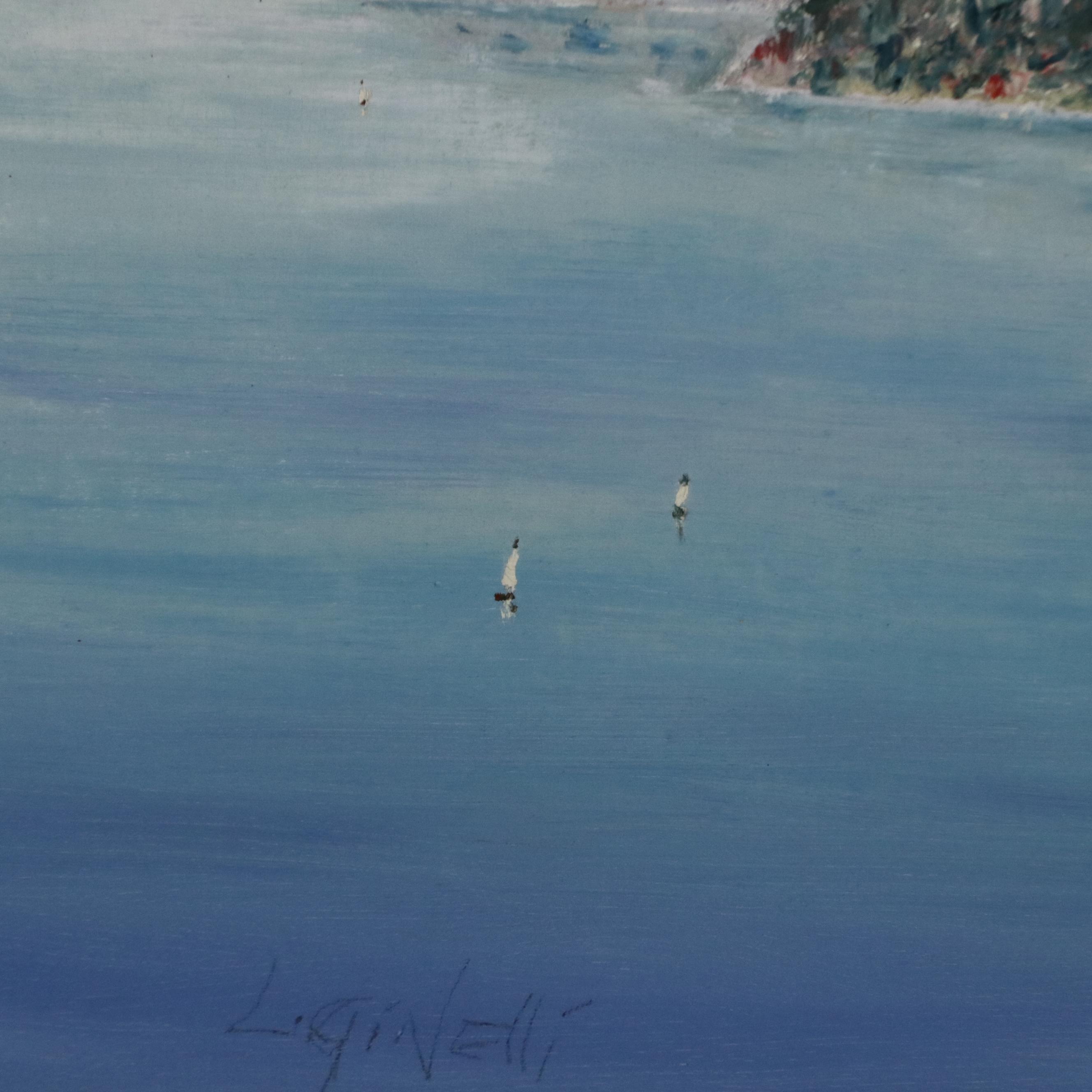 L. Ginelli Mediterranean Scene Acrylic Painting, Circa 2000