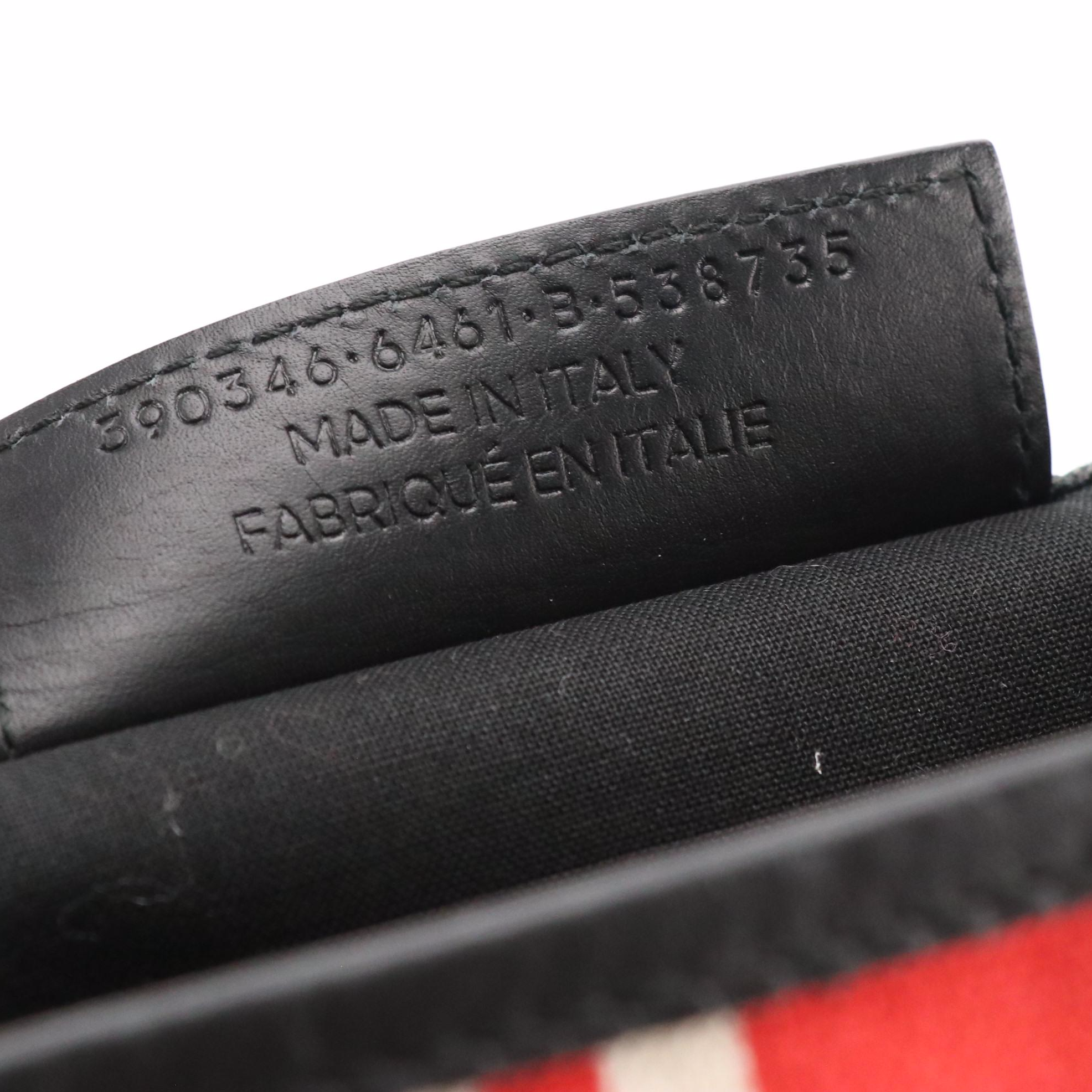 Balenciaga XS Cabas Two-Way Bag in Striped Red Canvas and Black Leather Trim