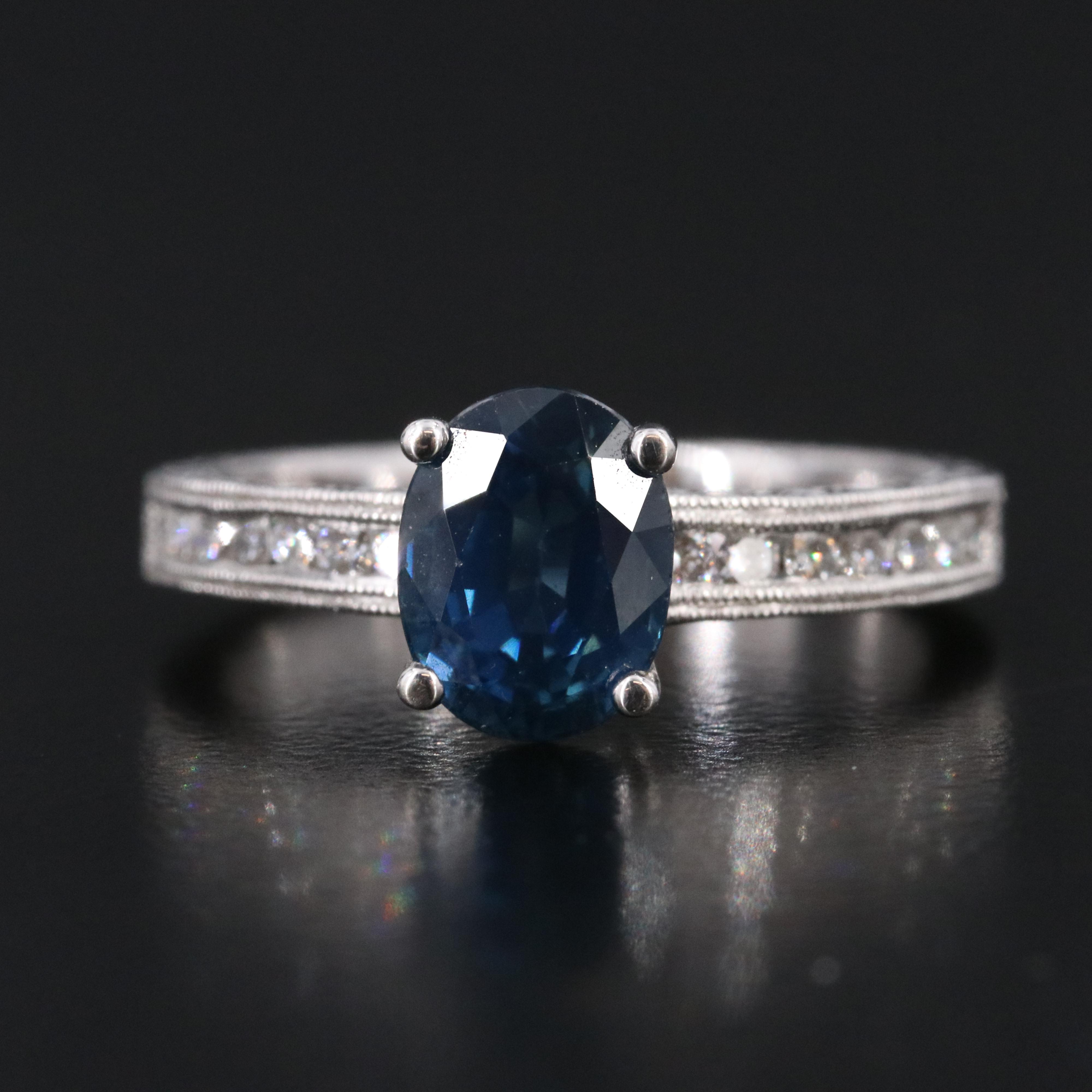 18K 2.10 CT Sapphire and Diamond Ring
