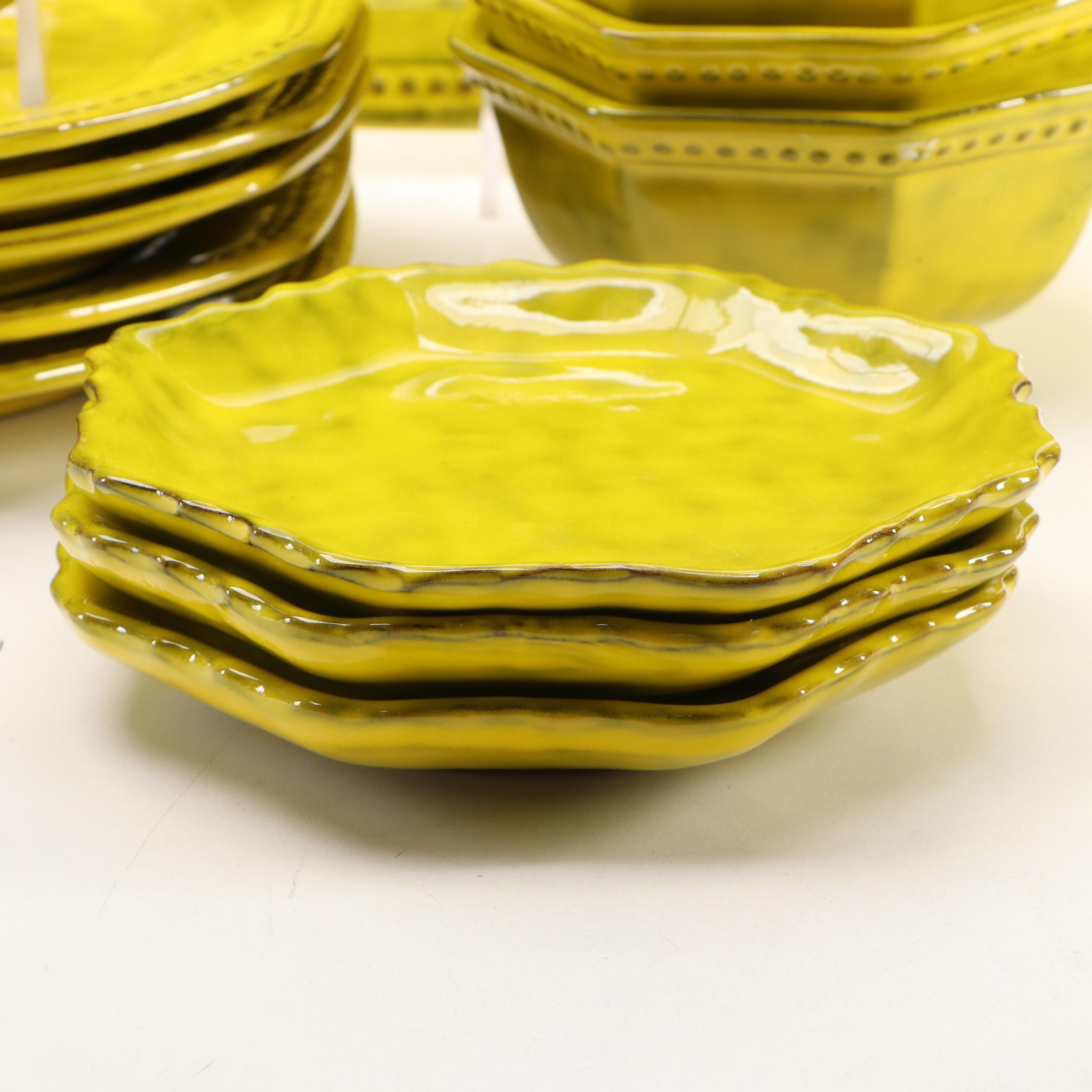 Peasant Valley Italian "Burnt Yellow" Ceramic Dinnerware, 20th Century