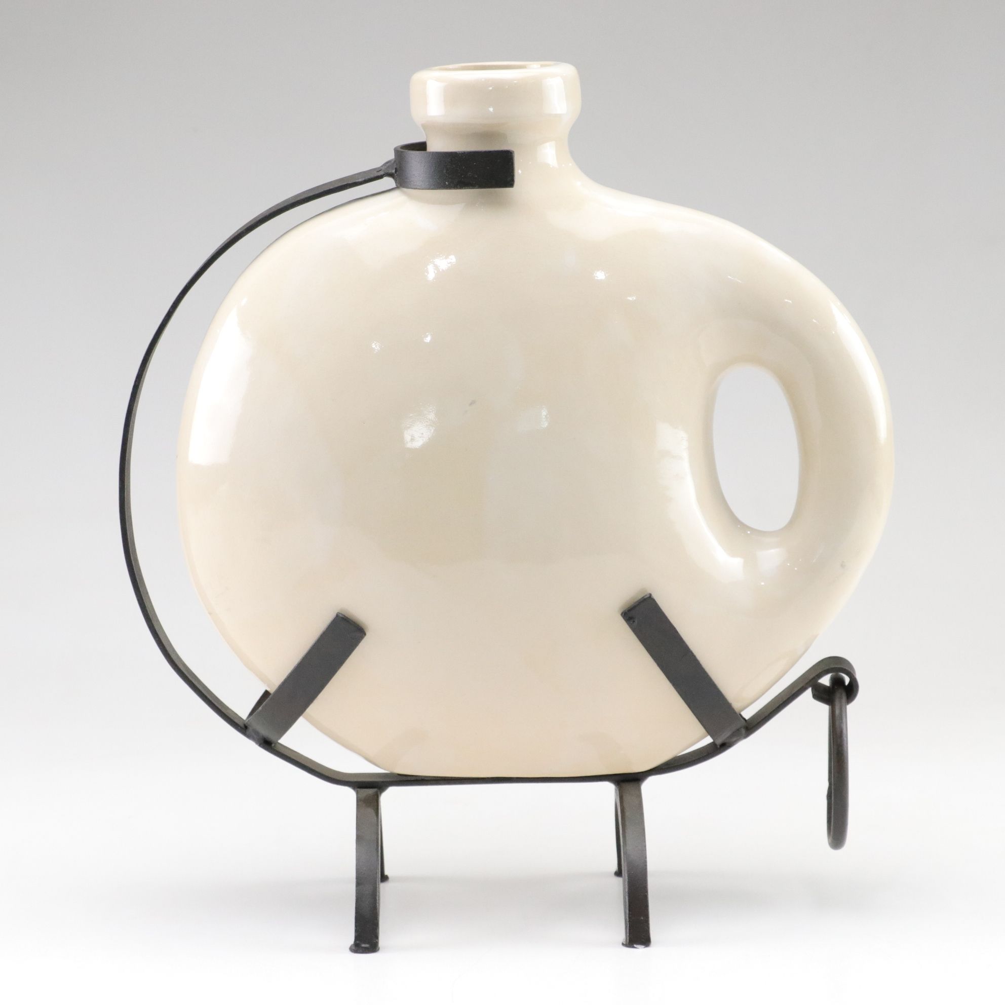 Handled Vase with Cast Iron Stand