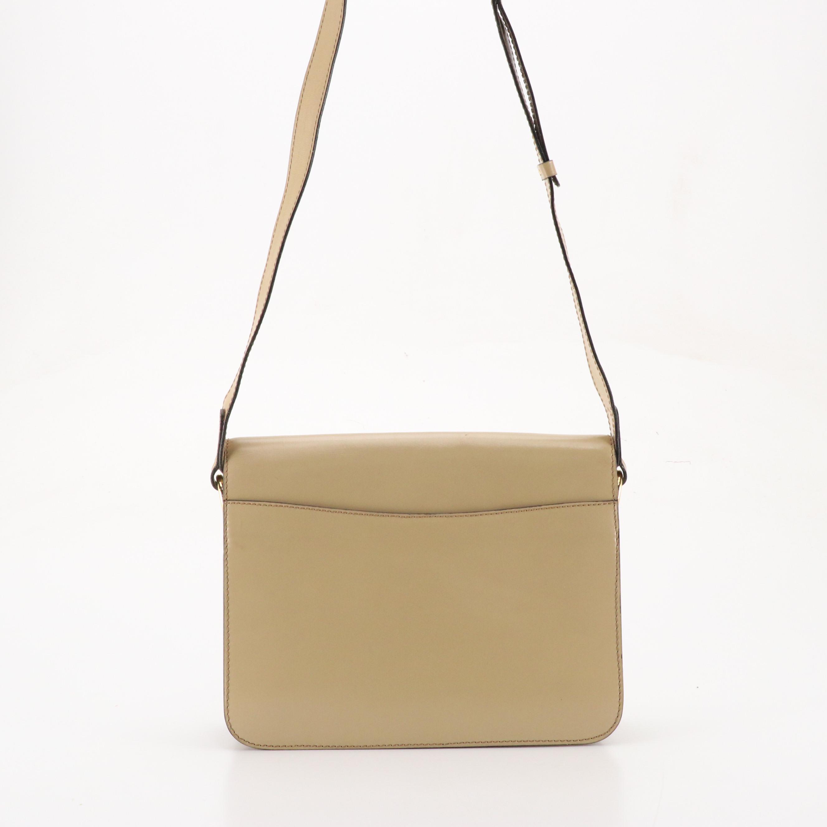 Celine Crossbody Ring Closure Flap Top Bag in Neutral Leather