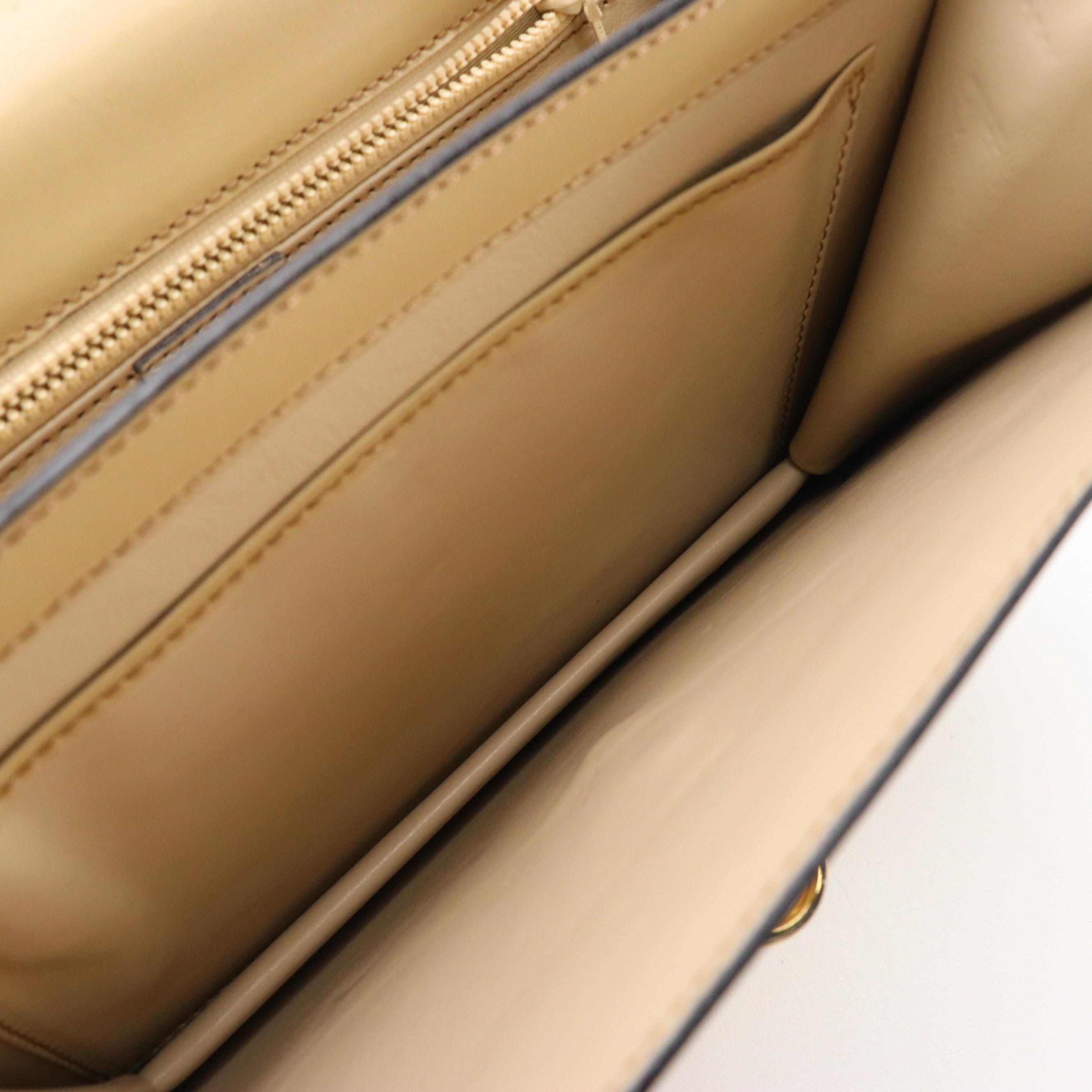 Celine Crossbody Ring Closure Flap Top Bag in Neutral Leather