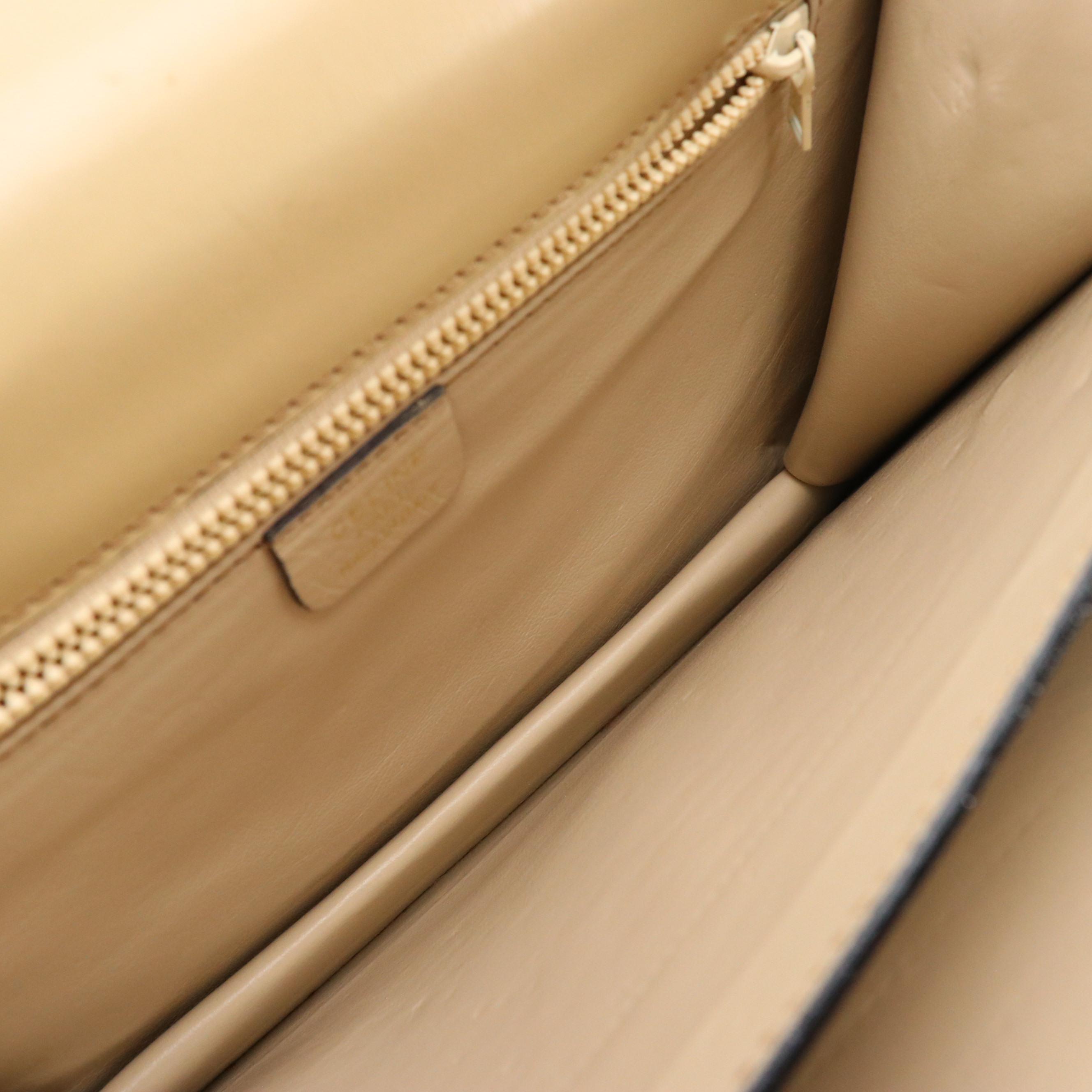 Celine Crossbody Ring Closure Flap Top Bag in Neutral Leather