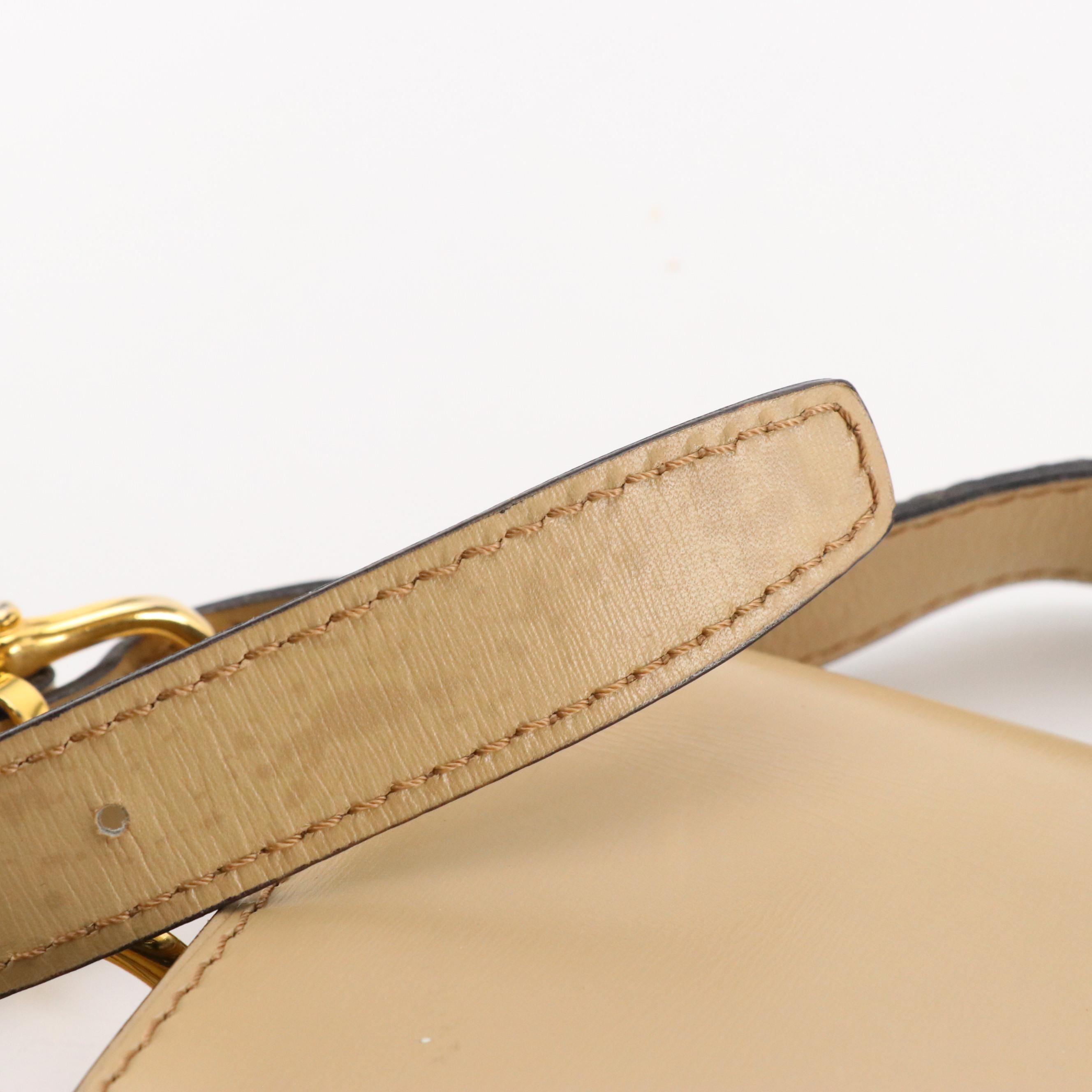 Celine Crossbody Ring Closure Flap Top Bag in Neutral Leather