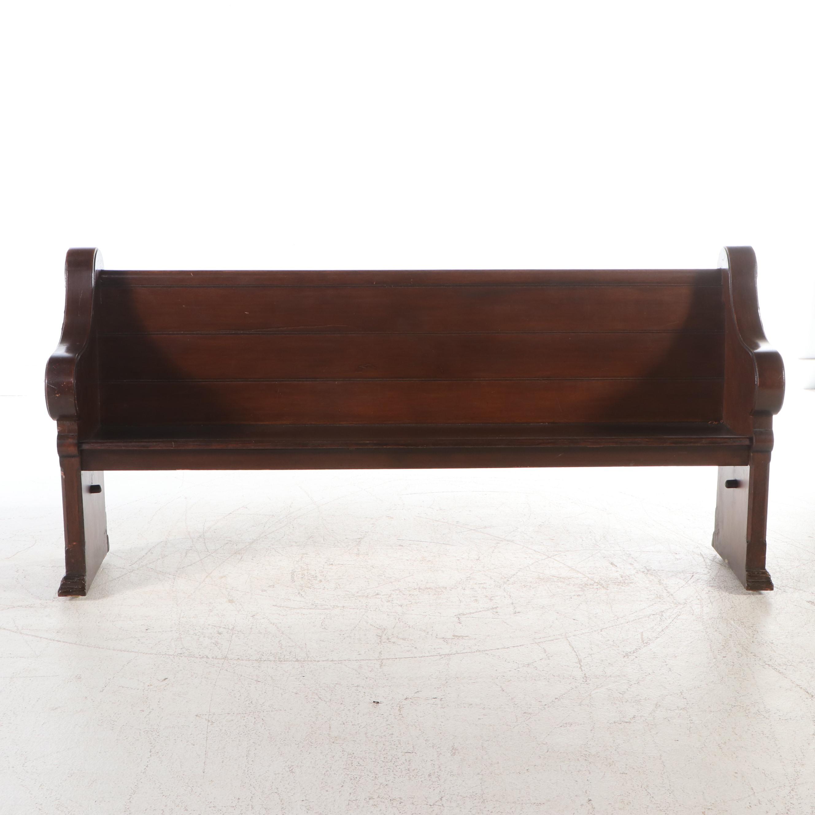 Gothic Style Carved Oak Church Pew, Circa 1920