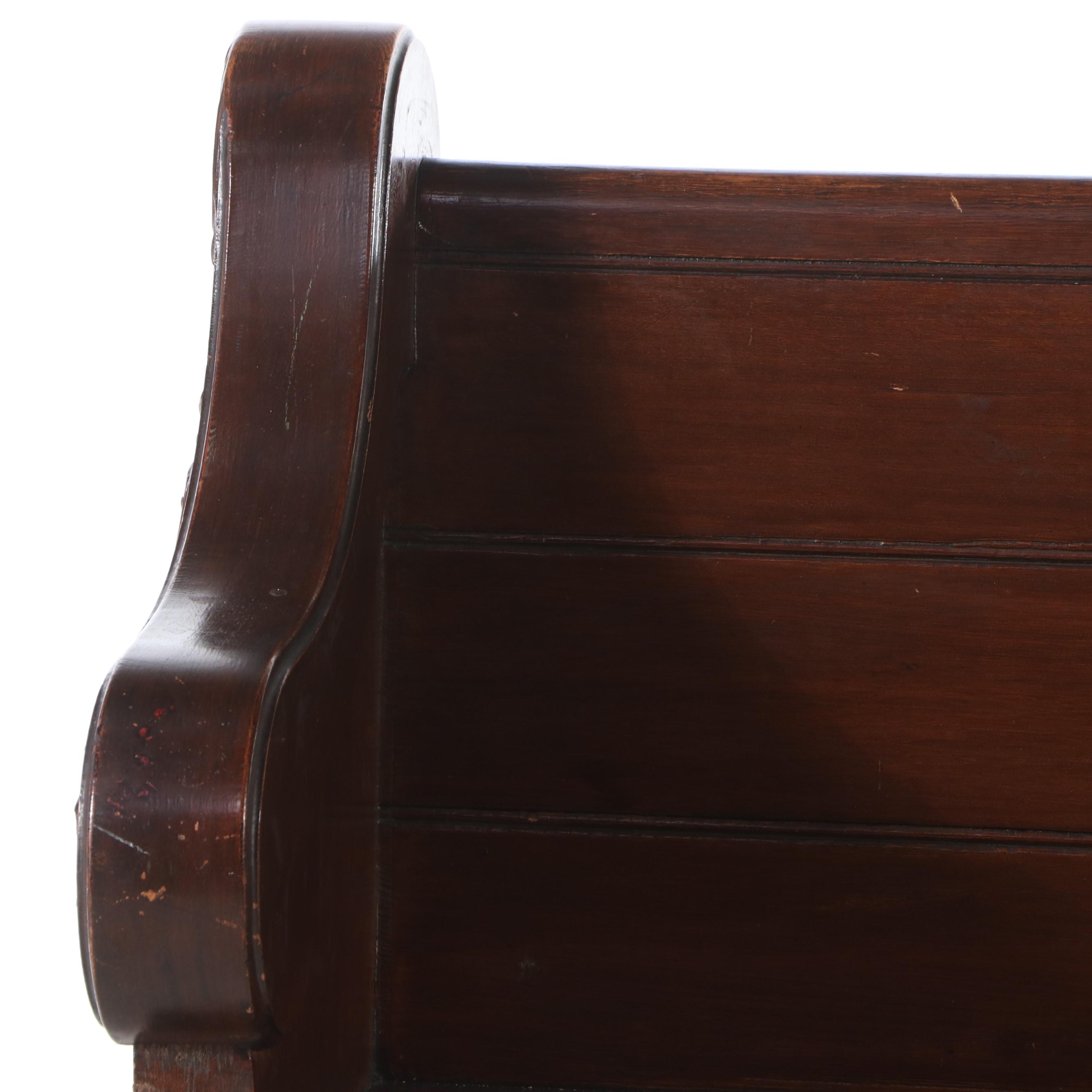 Gothic Style Carved Oak Church Pew, Circa 1920