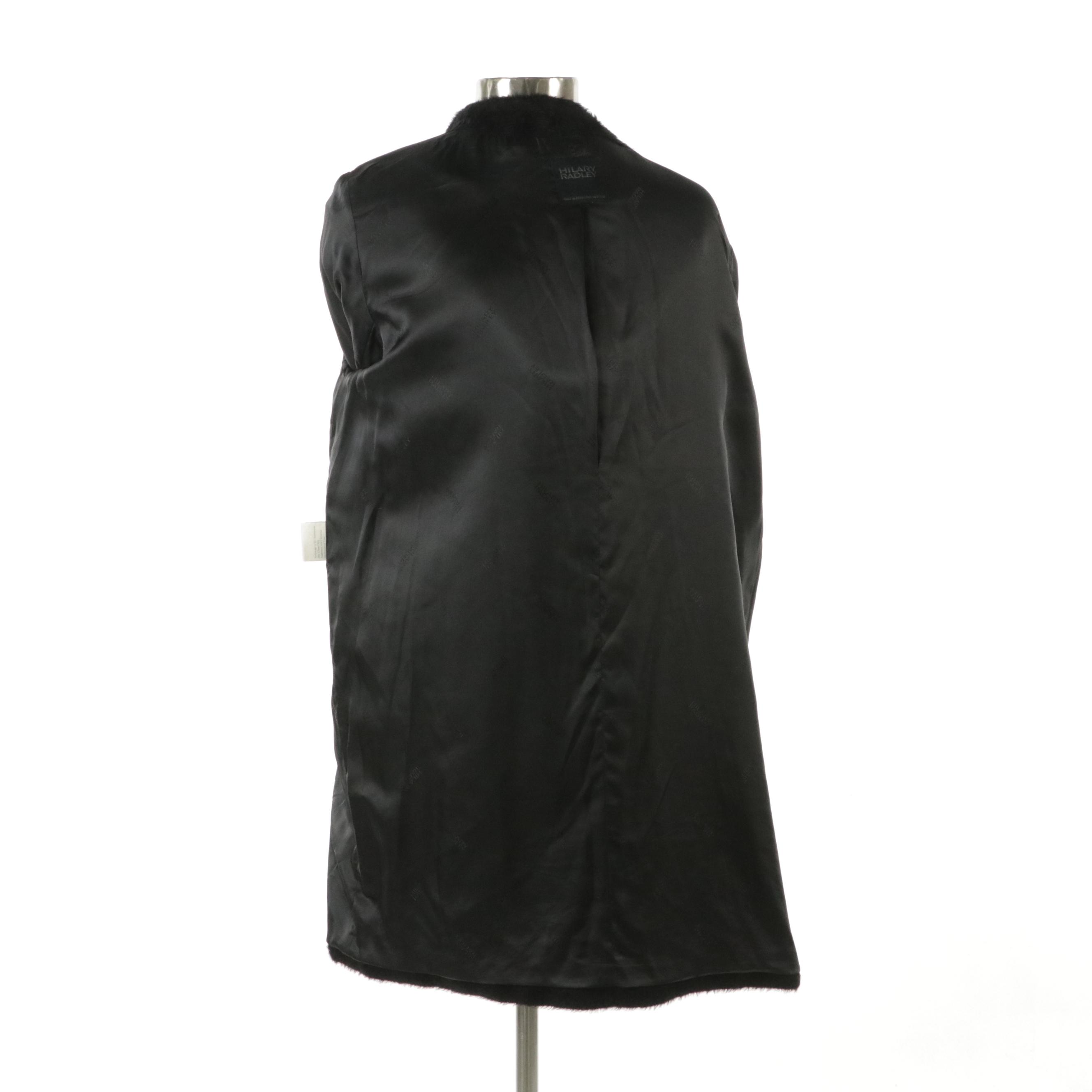 Hilary Radley Black Suri Alpaca and Wool Blend Hooded Coat