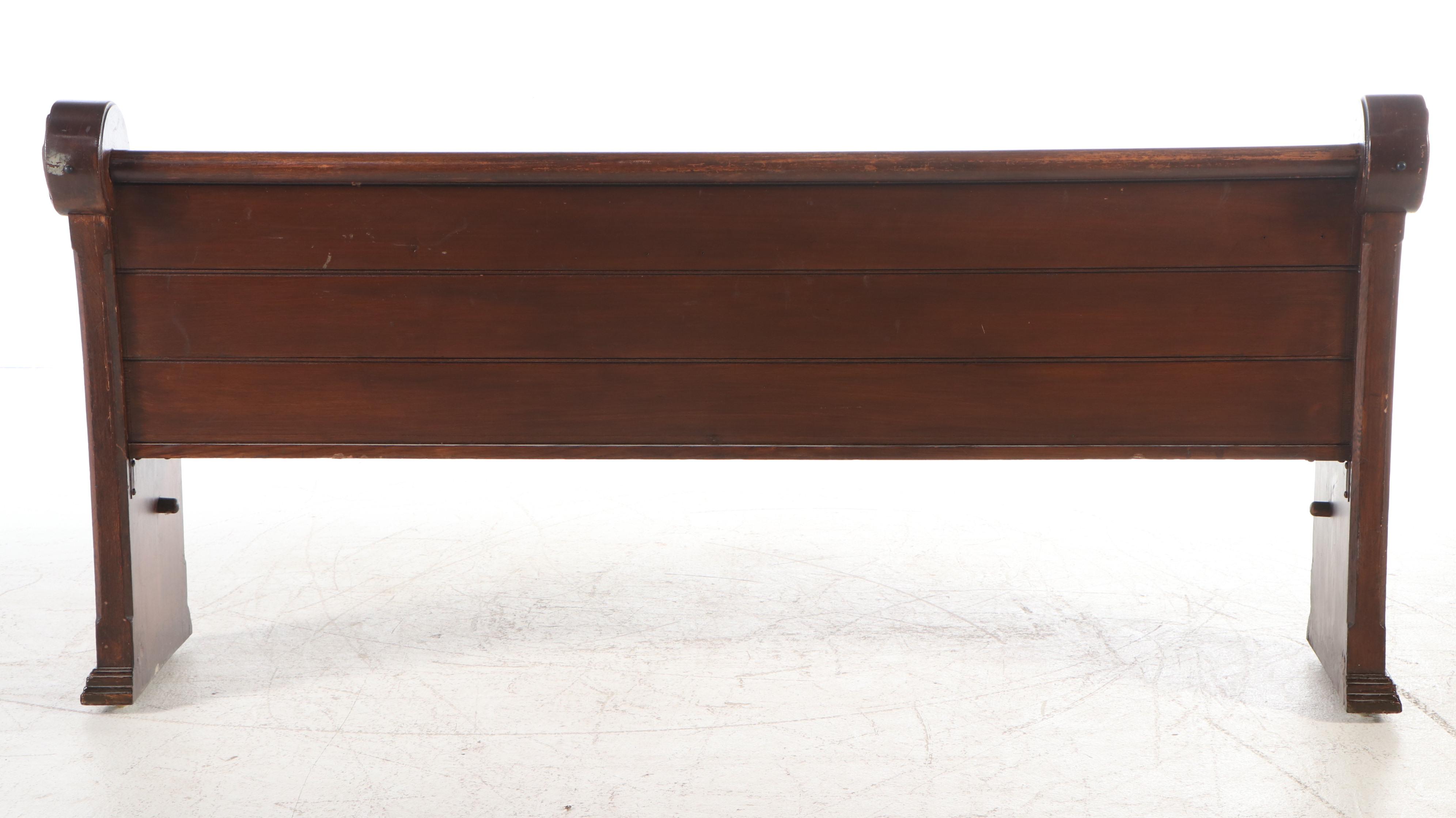 Gothic Style Carved Oak Church Pew, Circa 1920