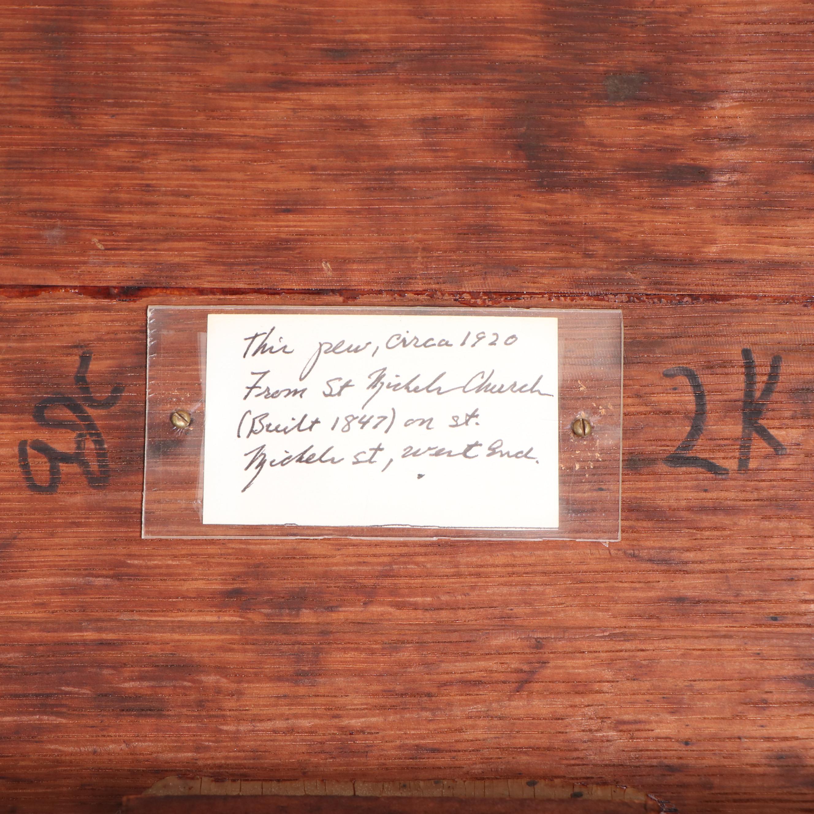 Gothic Style Carved Oak Church Pew, Circa 1920