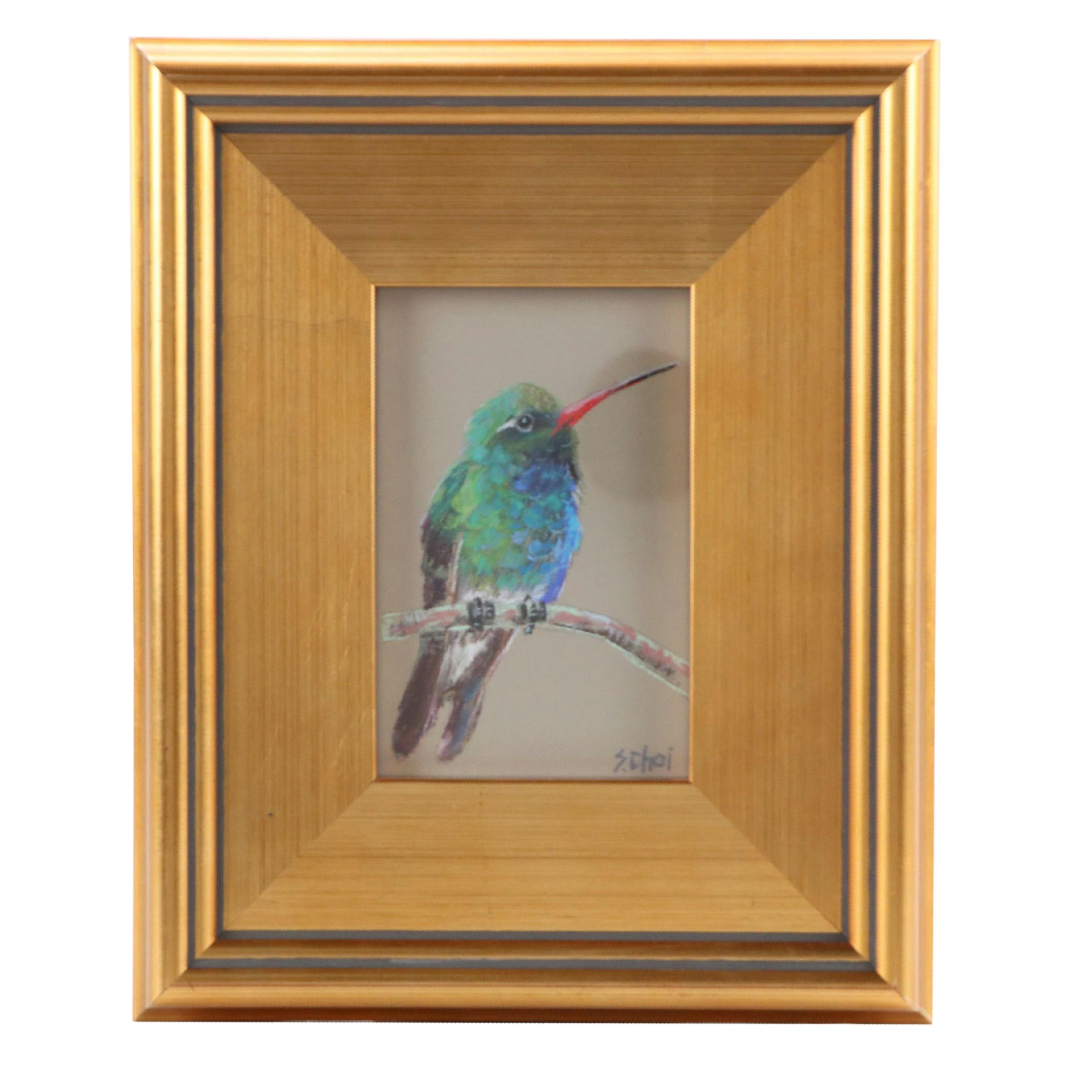 Sunkyung Choi Pastel Drawing of Broad-Billed Hummingbird, 21st Century