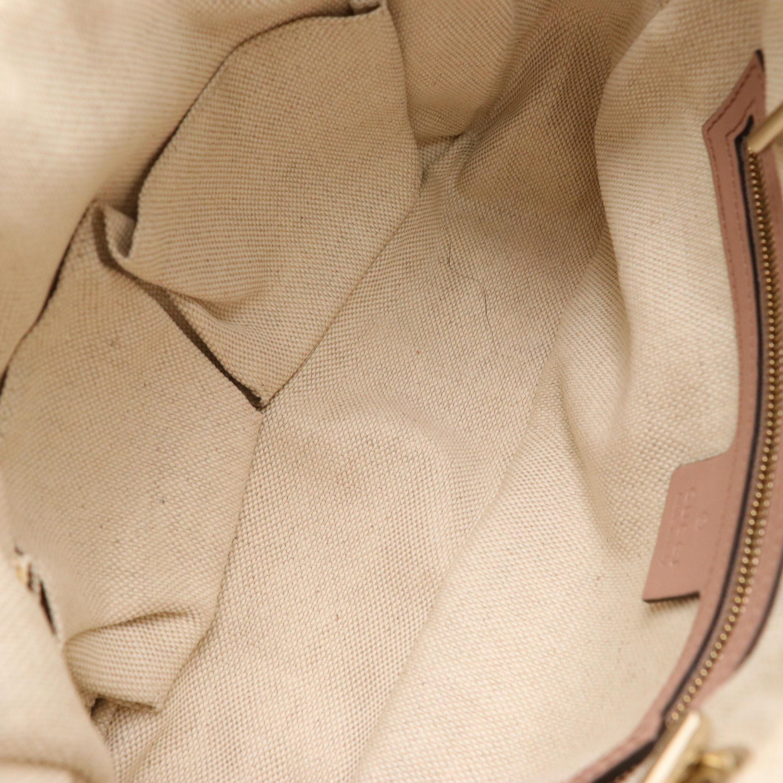 Gucci Soho Tassel-Zip Bowler Bag in Beige Patent Leather