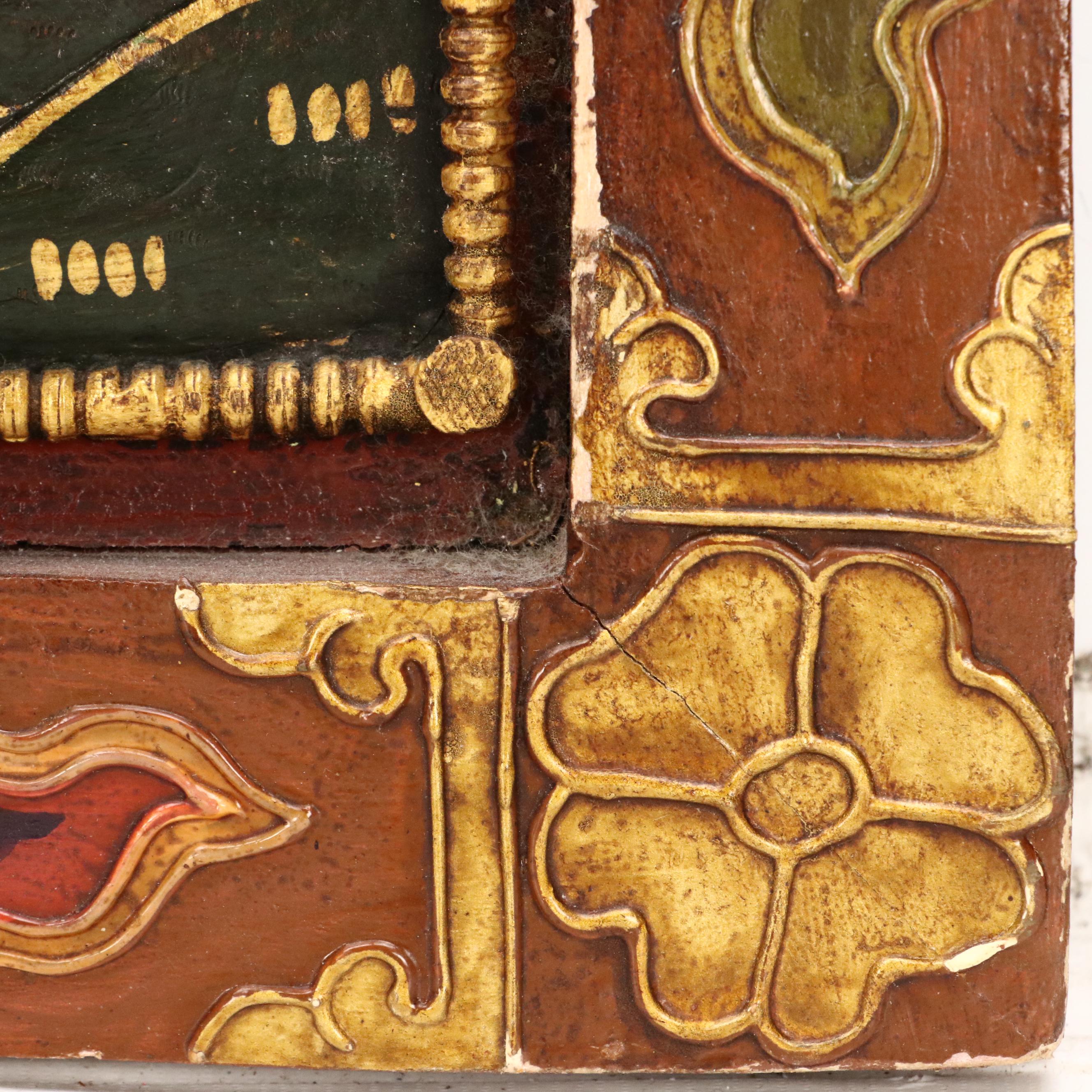 Tibetan Buddhist Hand-Painted Carved Wood Panels