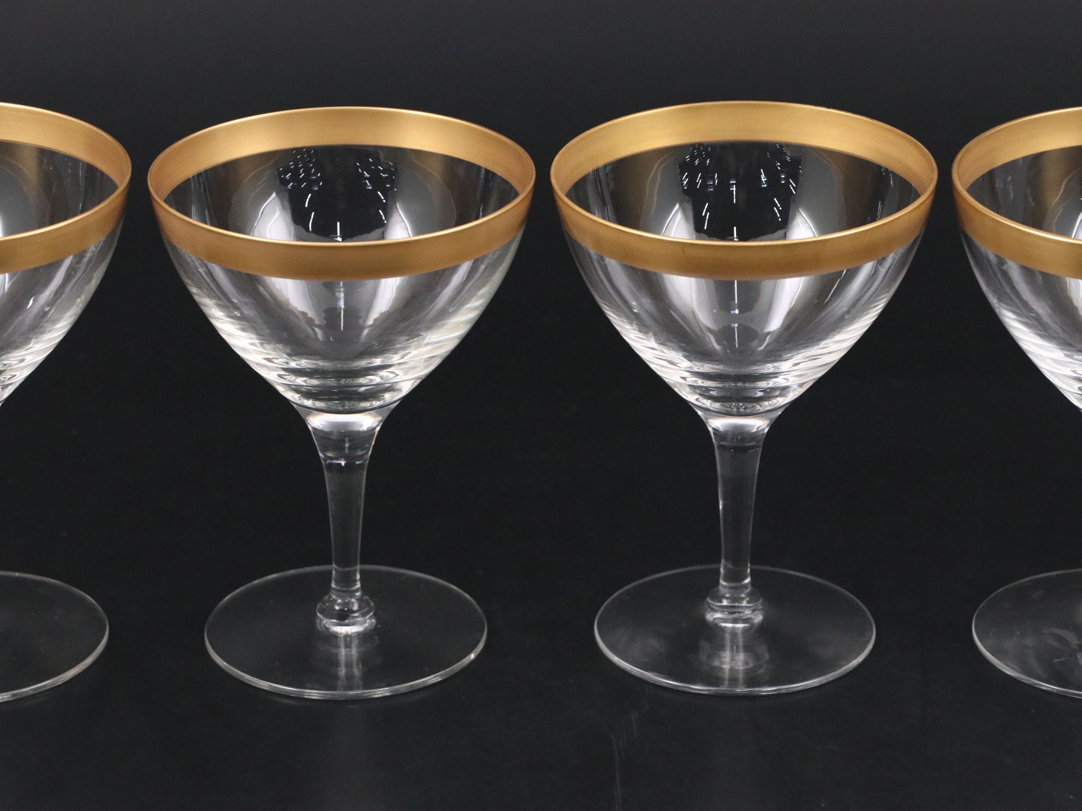 Art Deco Style Gilt Rim Coupe Glasses, Early to Mid-20th Century