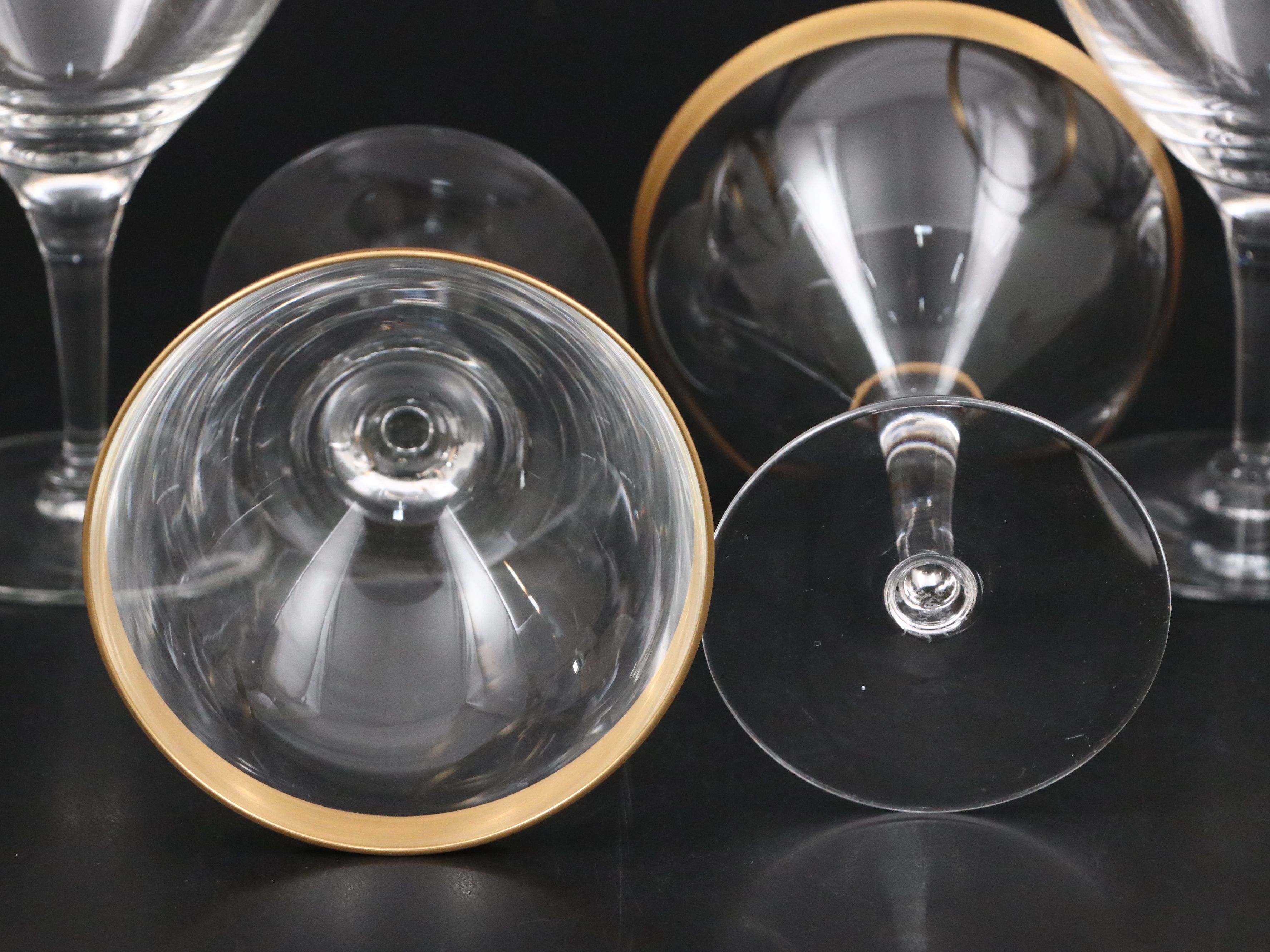 Art Deco Style Gilt Rim Coupe Glasses, Early to Mid-20th Century