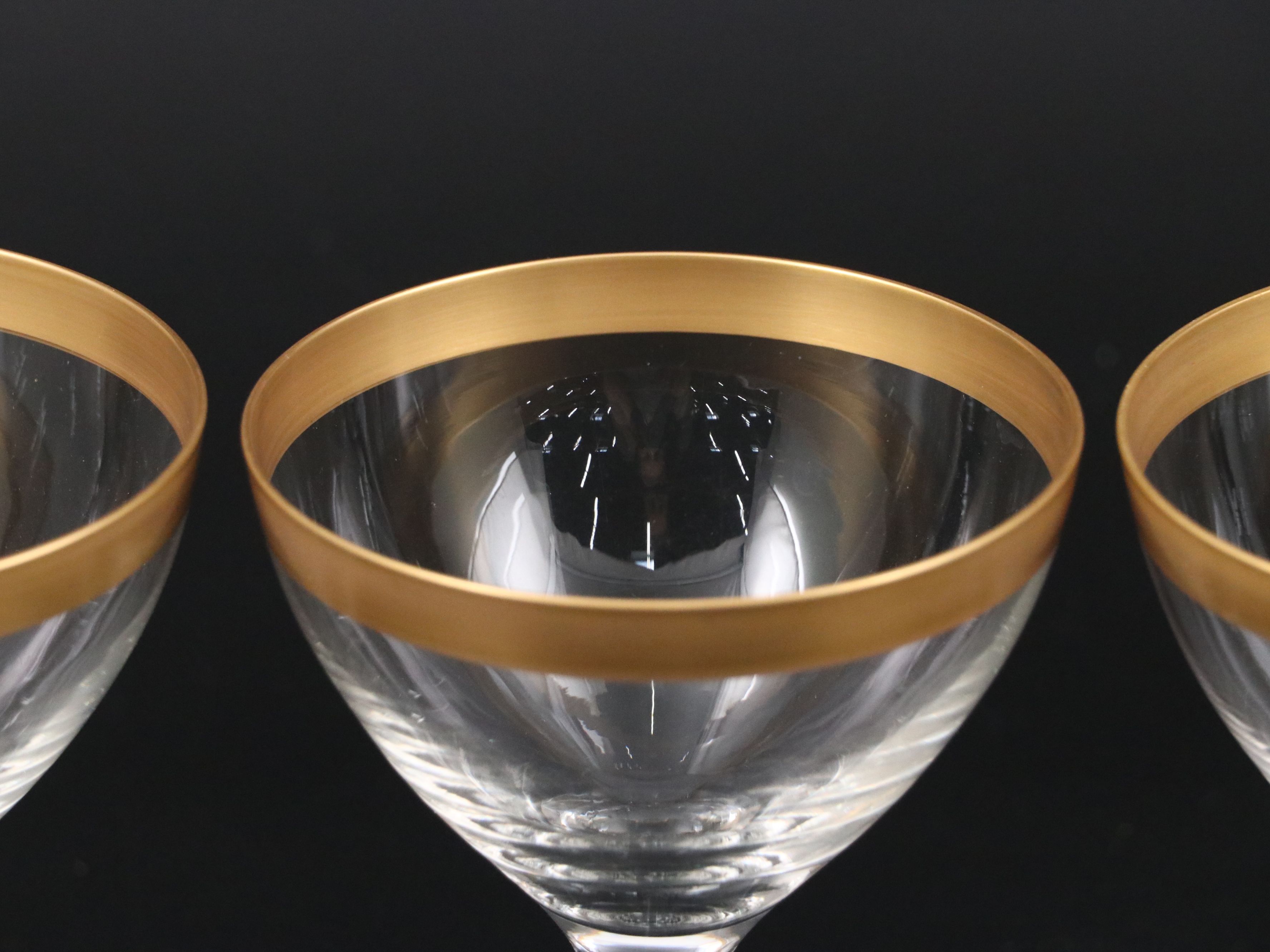 Art Deco Style Gilt Rim Coupe Glasses, Early to Mid-20th Century