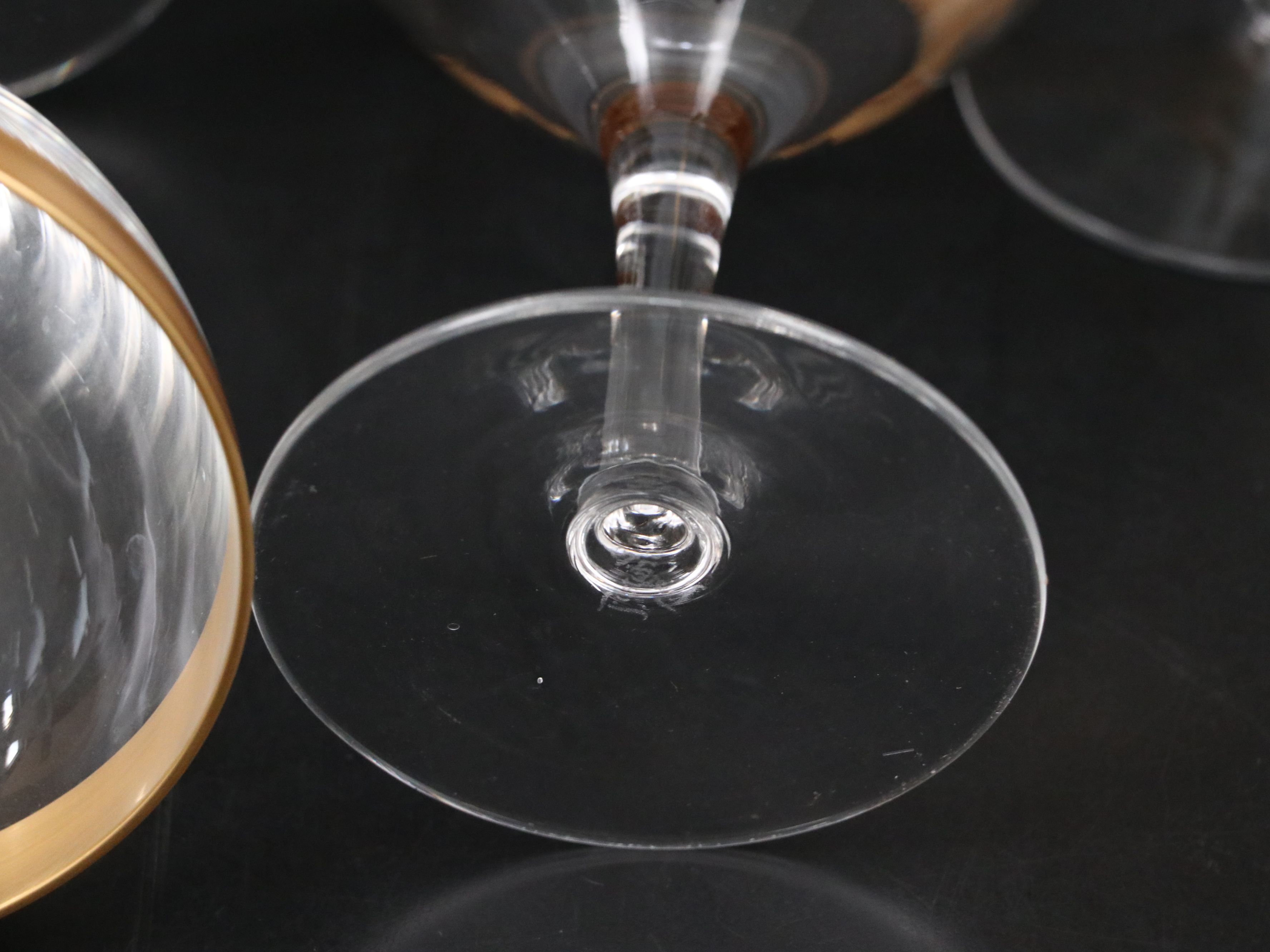 Art Deco Style Gilt Rim Coupe Glasses, Early to Mid-20th Century