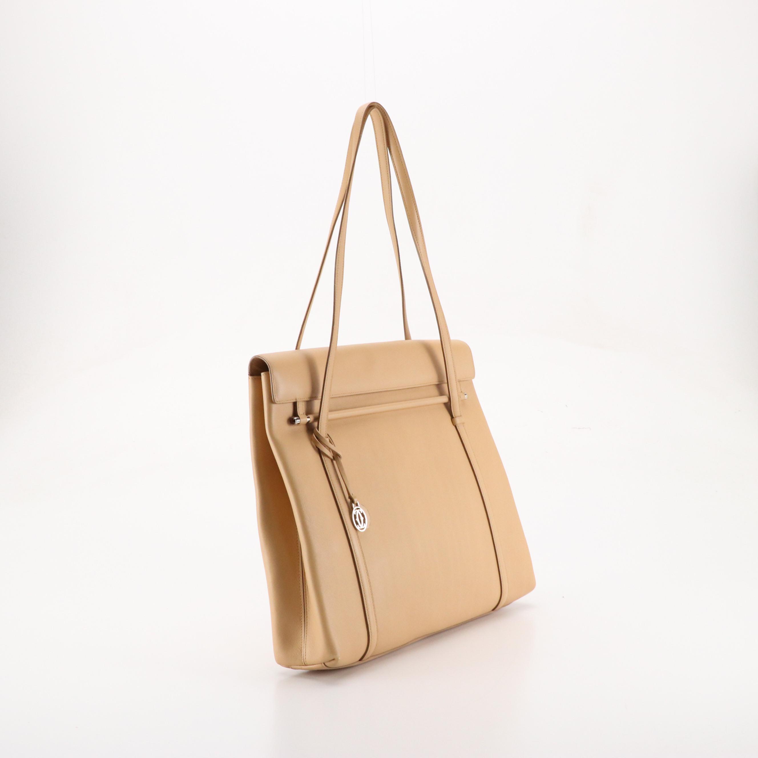 Cartier Shoulder Bag in Beige Calfskin Leather