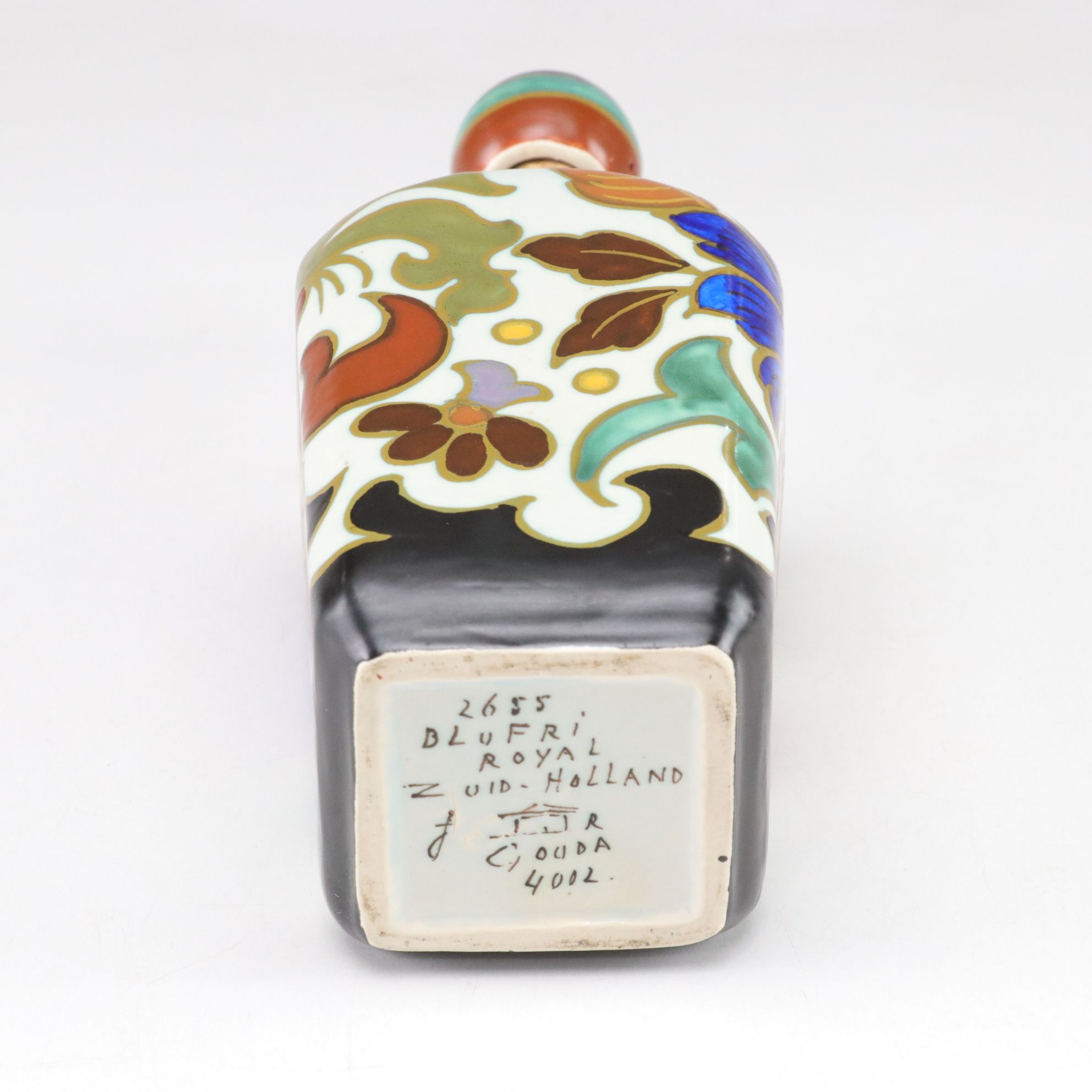 Hand-Crafted Gouda Pottery Decanter & Tray with Glasses