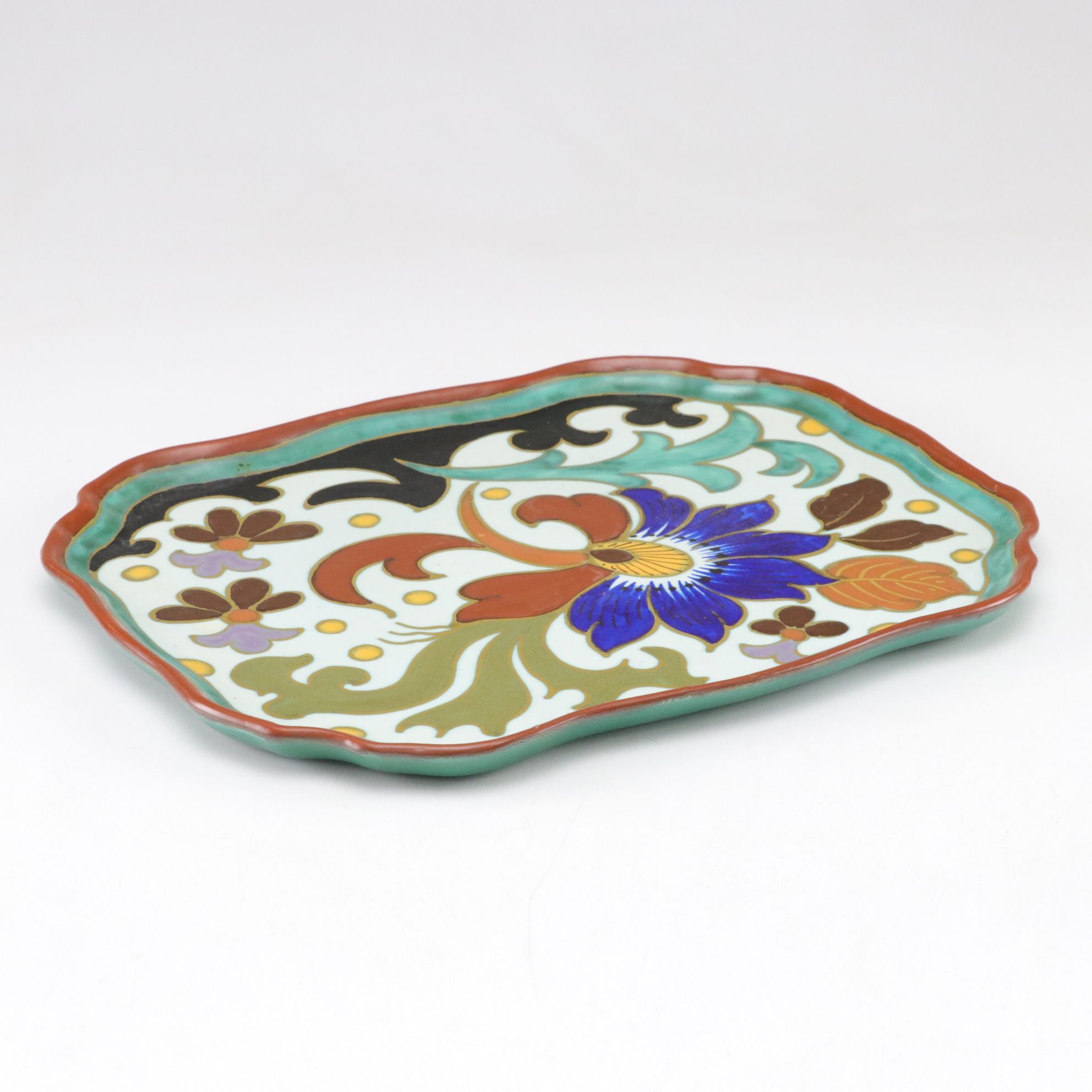 Hand-Crafted Gouda Pottery Decanter & Tray with Glasses