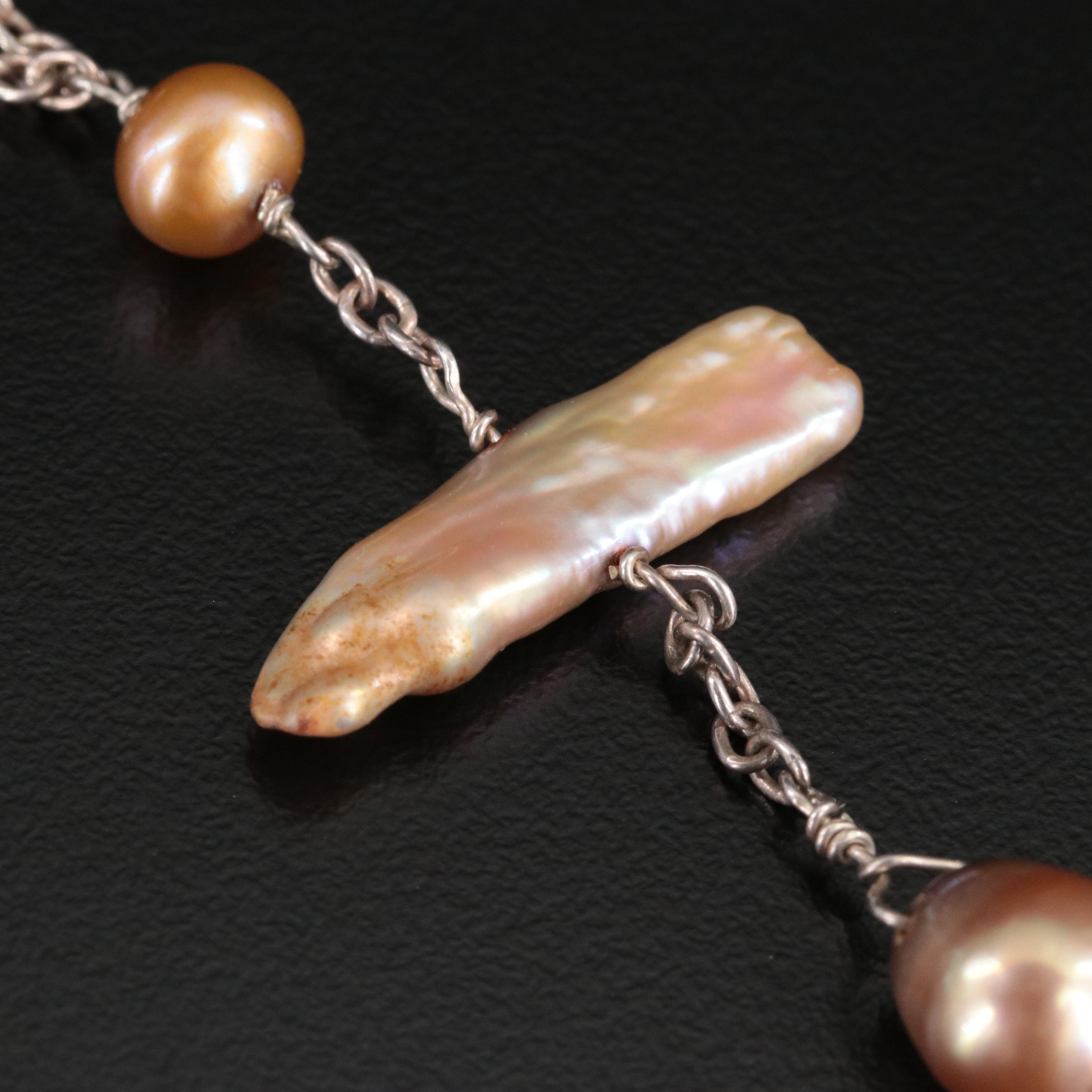 Sterling Pearl Toggle Y Necklace