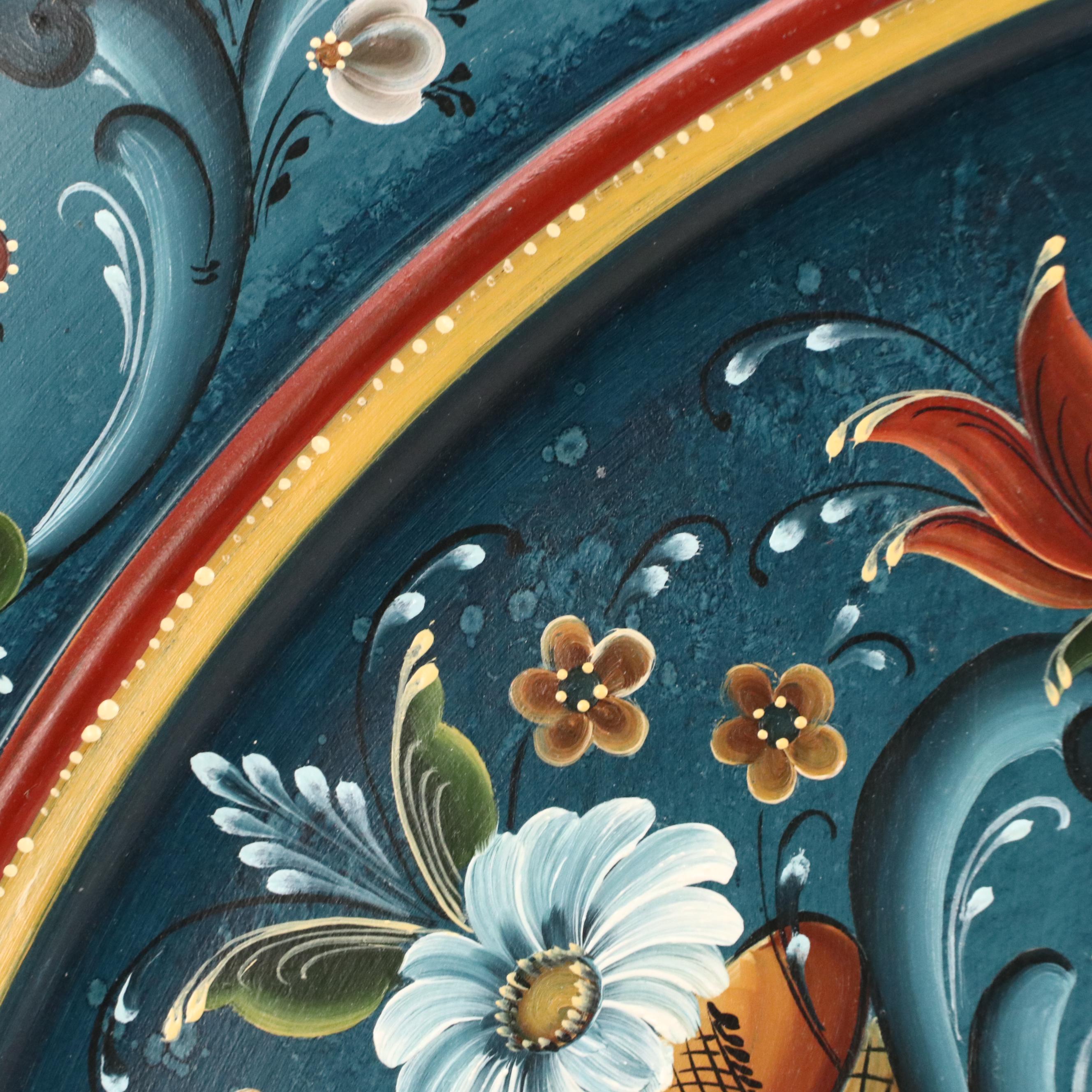 Connie M. Nelson Hand-Painted Wooden Platter "Rogaland Style Rosemaling," 92