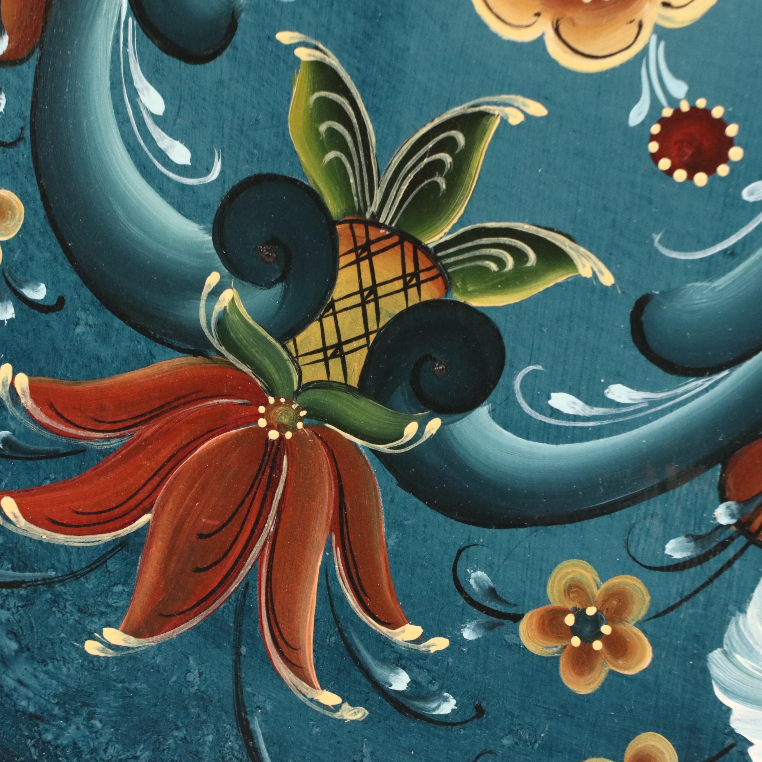 Connie M. Nelson Hand-Painted Wooden Platter "Rogaland Style Rosemaling," 92