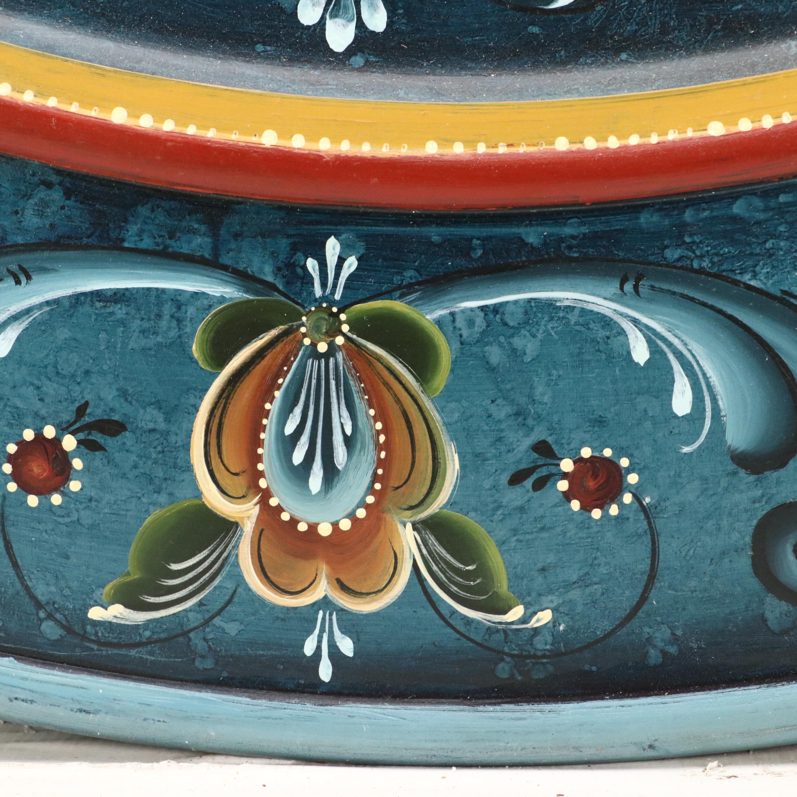 Connie M. Nelson Hand-Painted Wooden Platter "Rogaland Style Rosemaling," 92