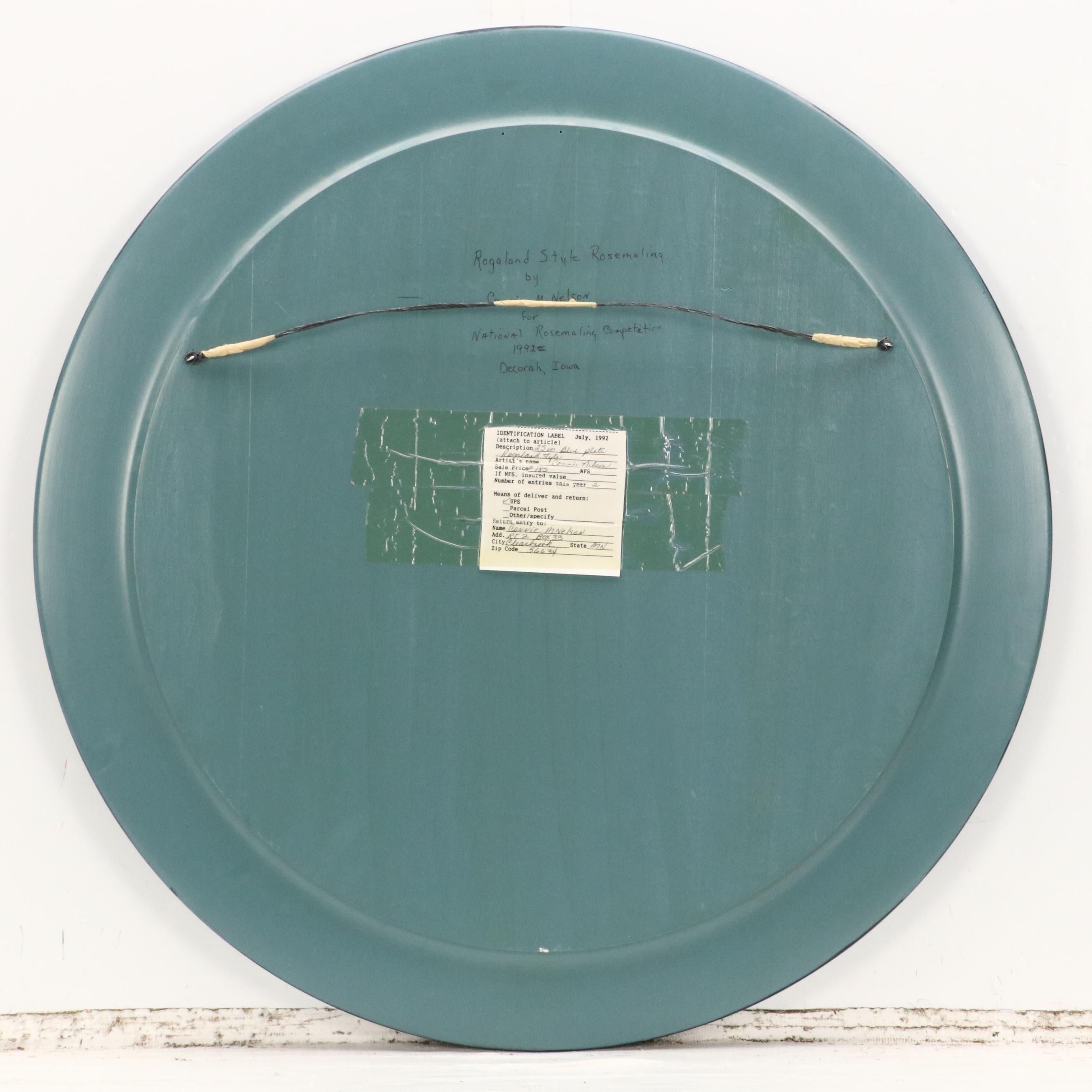 Connie M. Nelson Hand-Painted Wooden Platter "Rogaland Style Rosemaling," 92