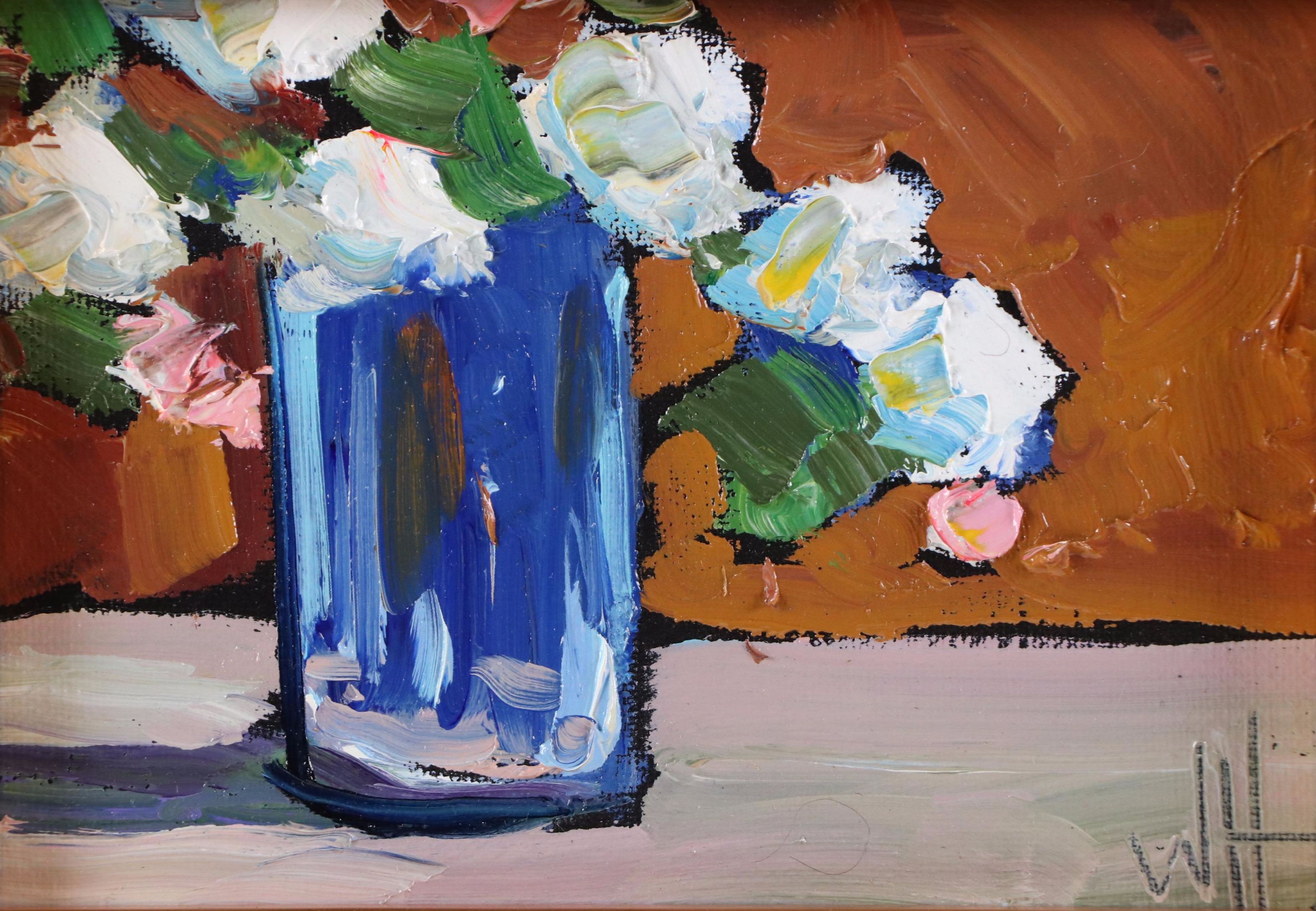 William Hawkins Still Life Oil Painting of White Flowers