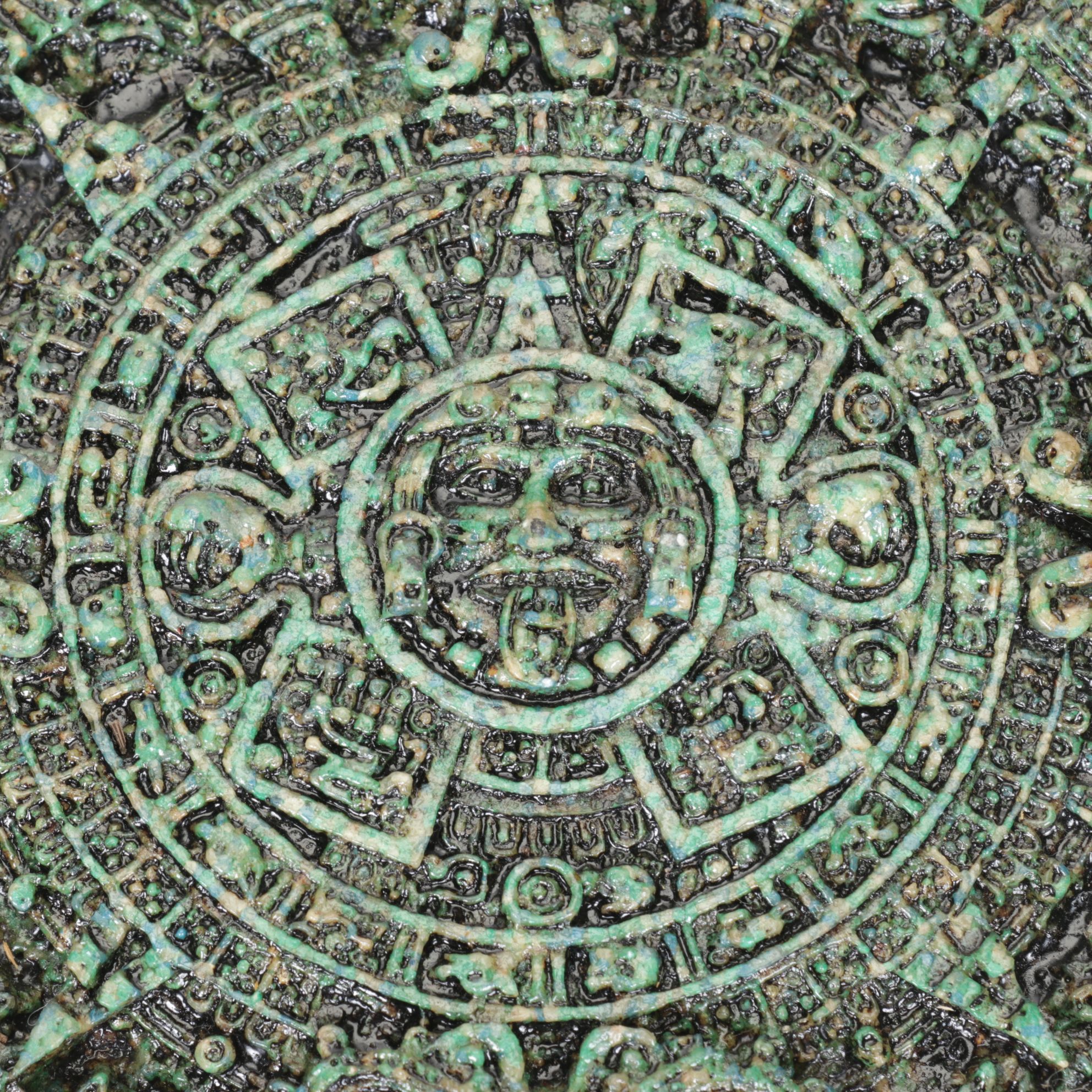 Replica of Aztec Calendar Stone & Dancing Jaguar Warrior