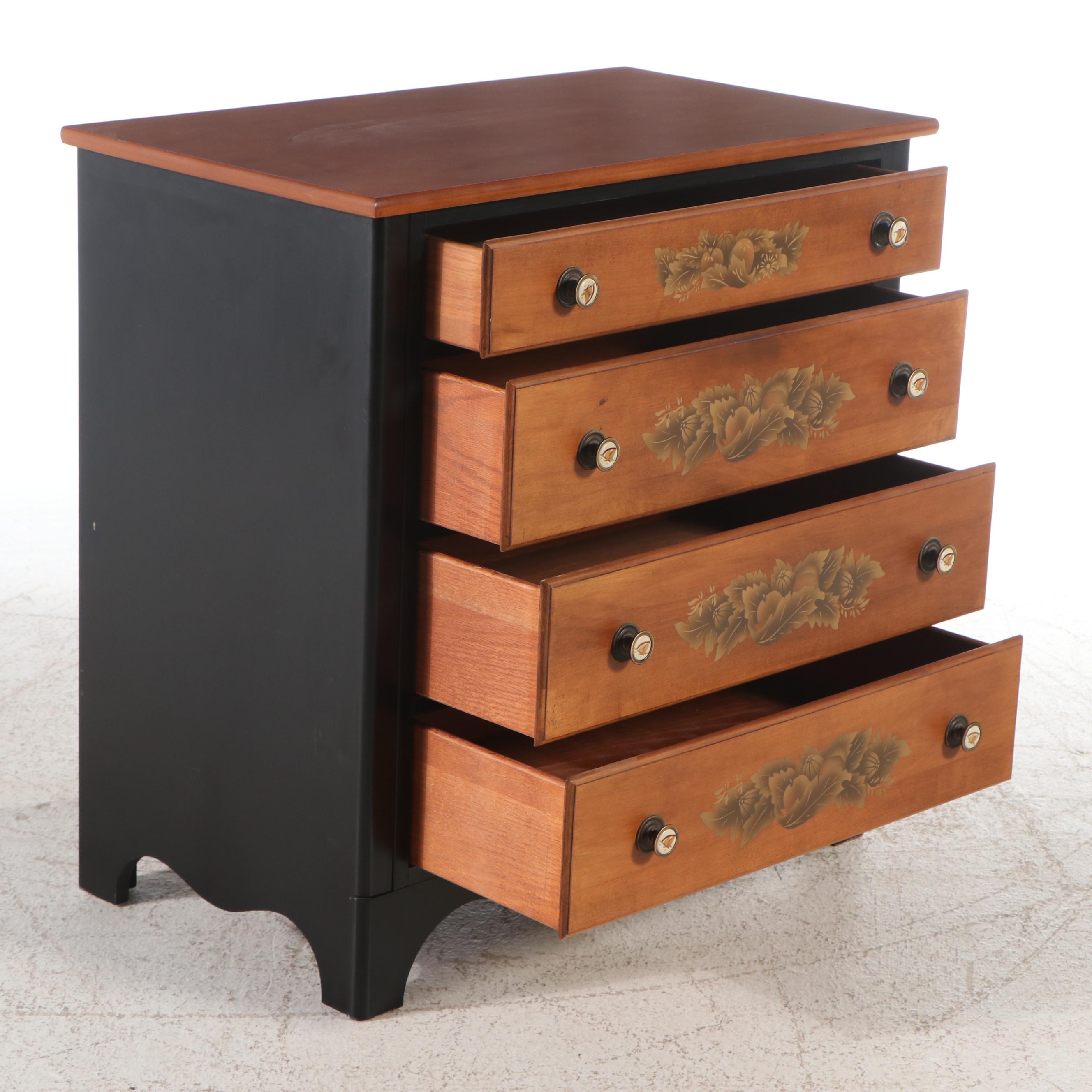 Lambert Hitchcock Stencil-Decorated and Parcel-Painted Four-Drawer Chest